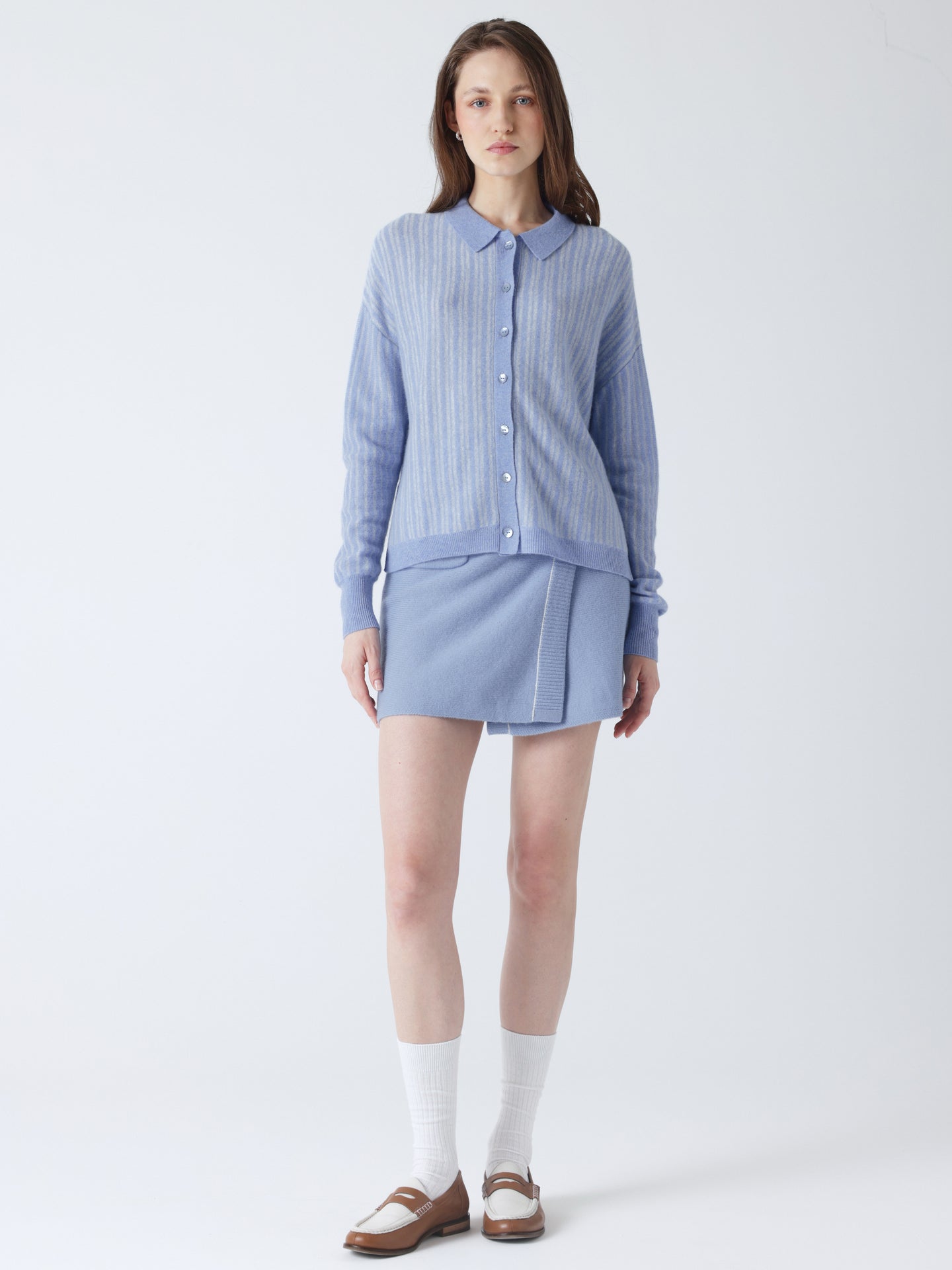 Asien - Kaschmirhemd mit Polokragen - chambray