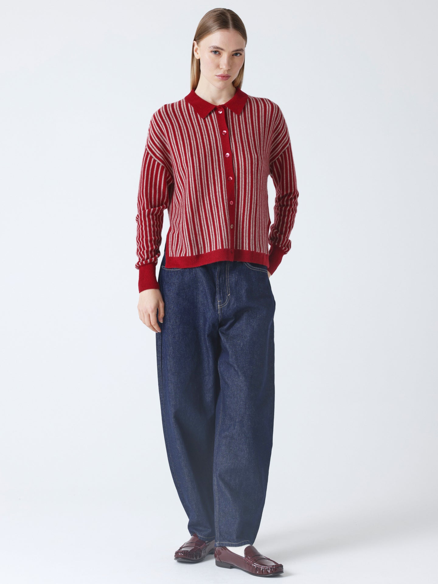 assia - Kaschmirhemd mit Polokragen - cherry