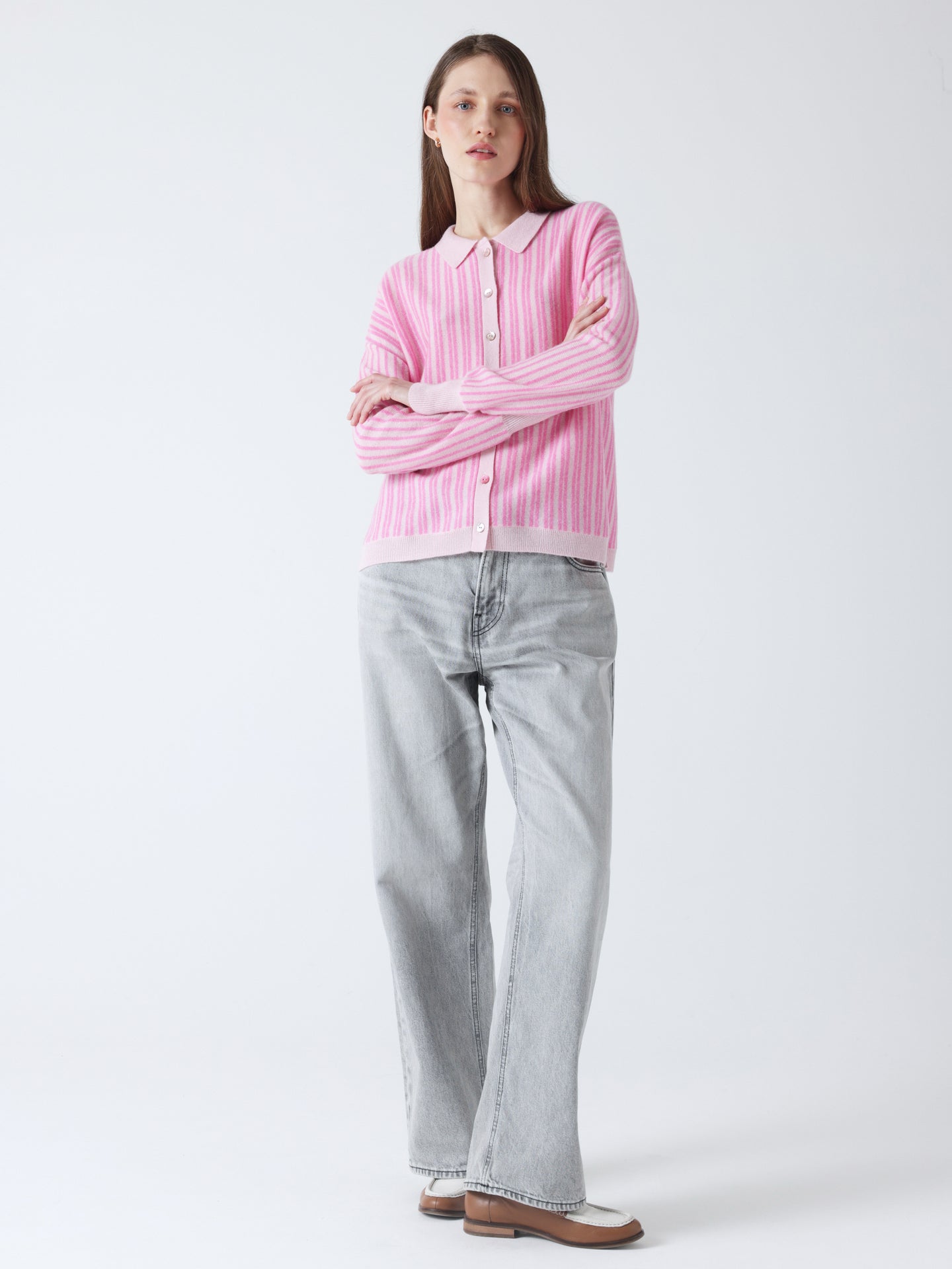 assia - Chemise cachemire col polo - marshmallow