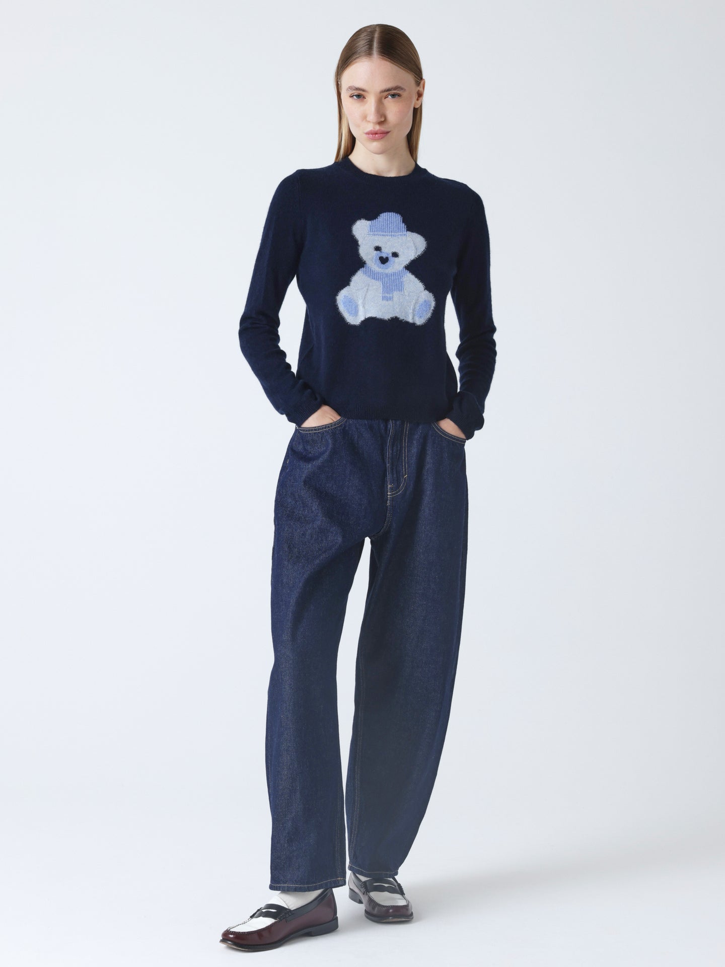 adele - Pull col rond cachemire - navy