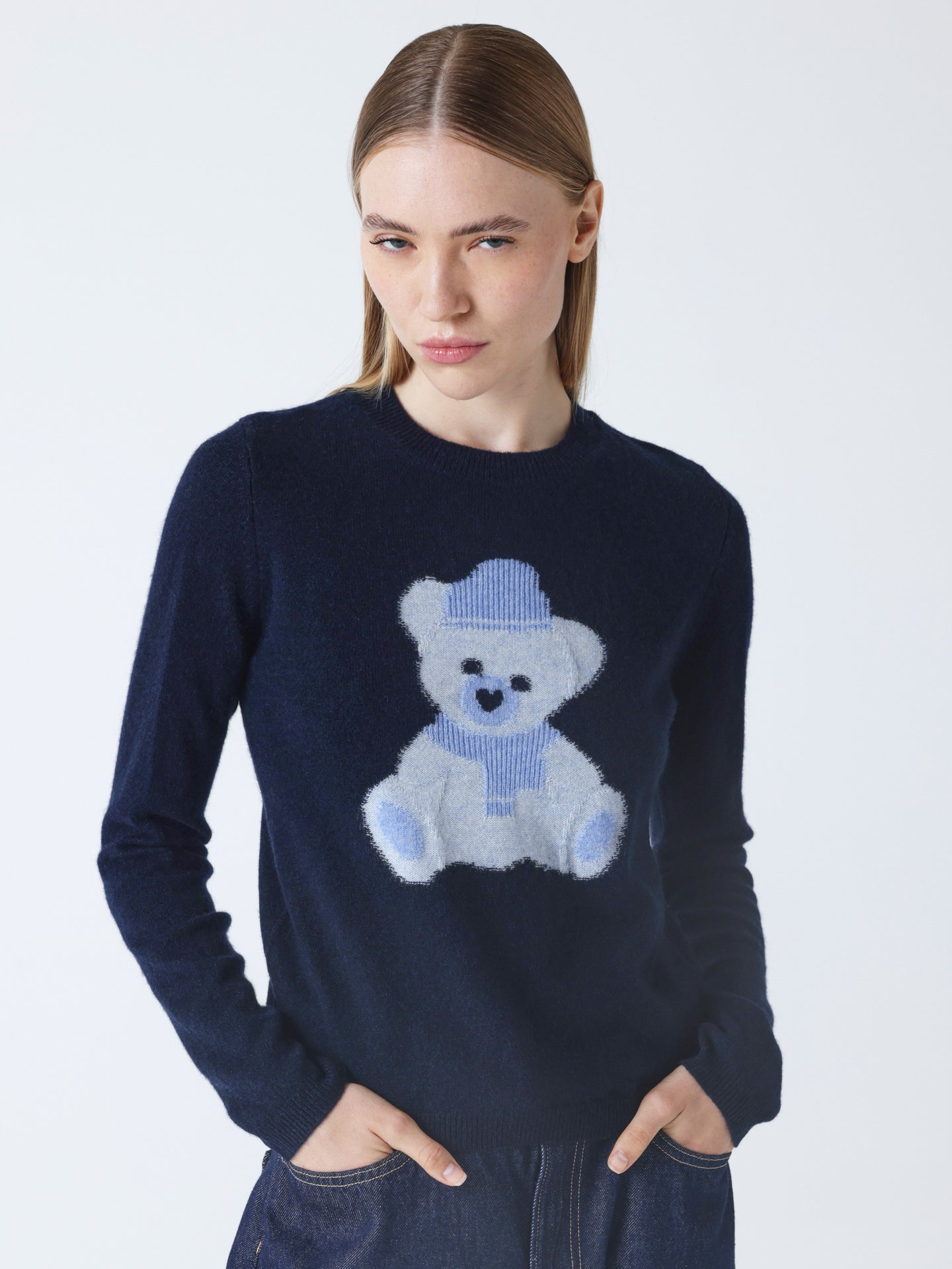 adele - Pull col rond cachemire - navy