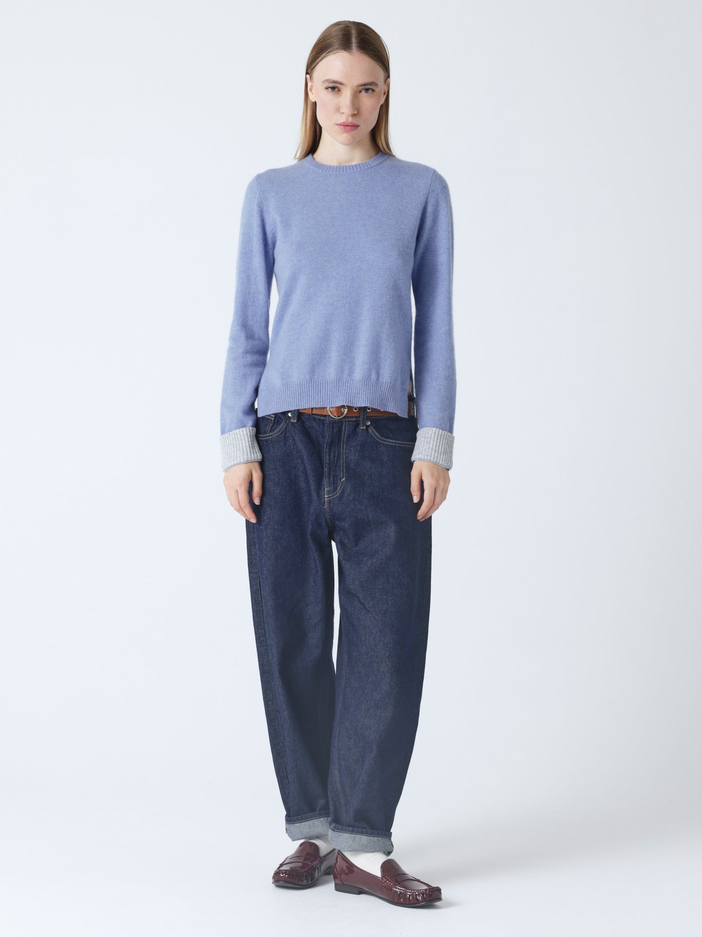 nadia - Pull col rond cachemire - chambray