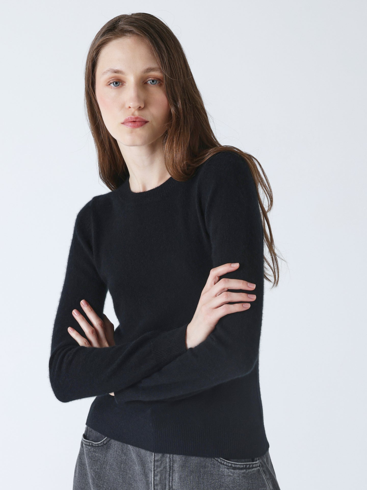 catelina - Pull col rond cachemire - black