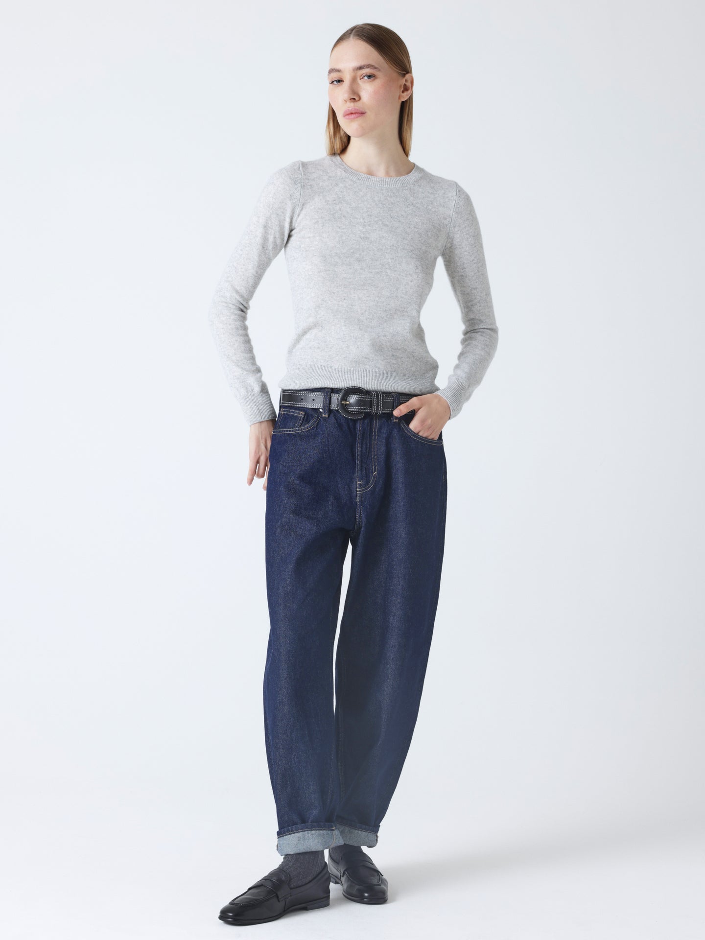 Catelina - Cashmere crew neck sweater - light heather gray