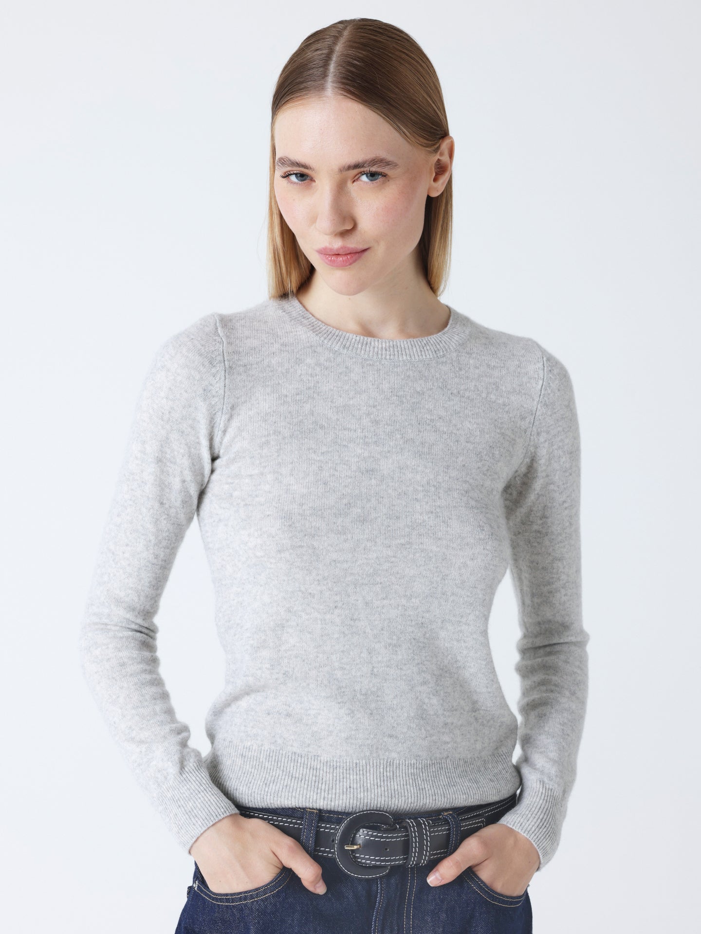 Catelina - Cashmere crew neck sweater - light heather gray