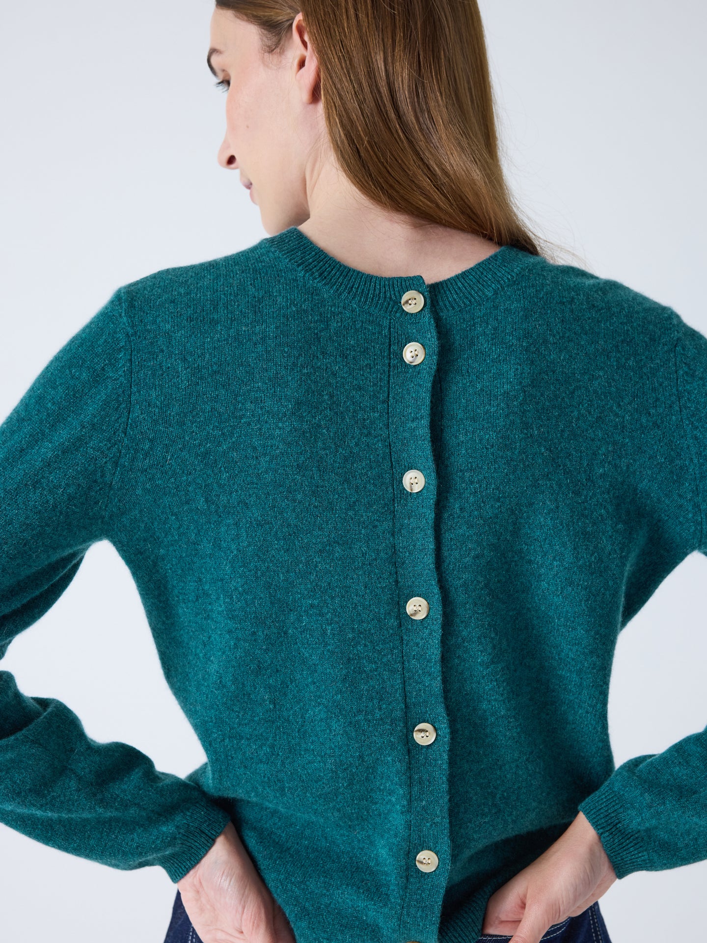 maddelena - 100% cashmere cardigan - heathered teal