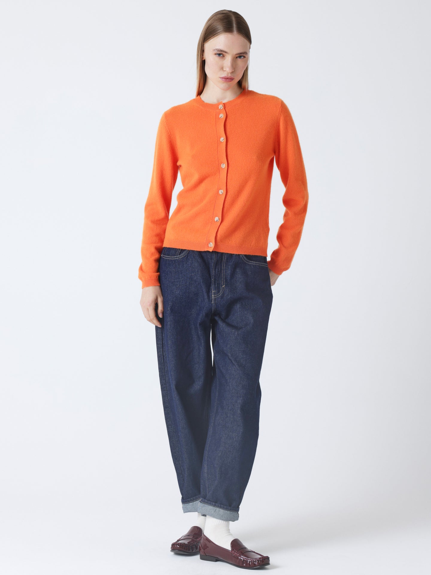 Maddelena - Strickjacke aus 100 % Kaschmir - orange neon