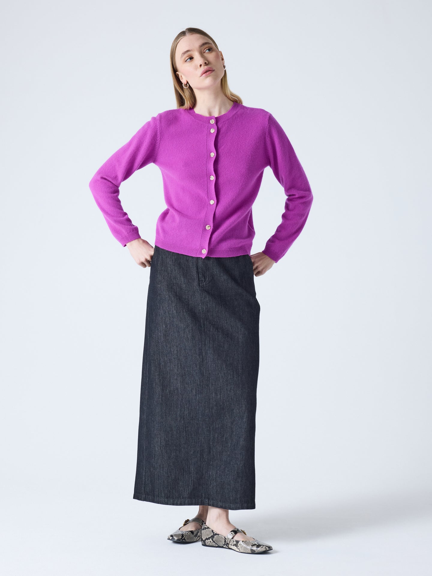 maddelena - Cardigan 100% kasjmier - purple neon