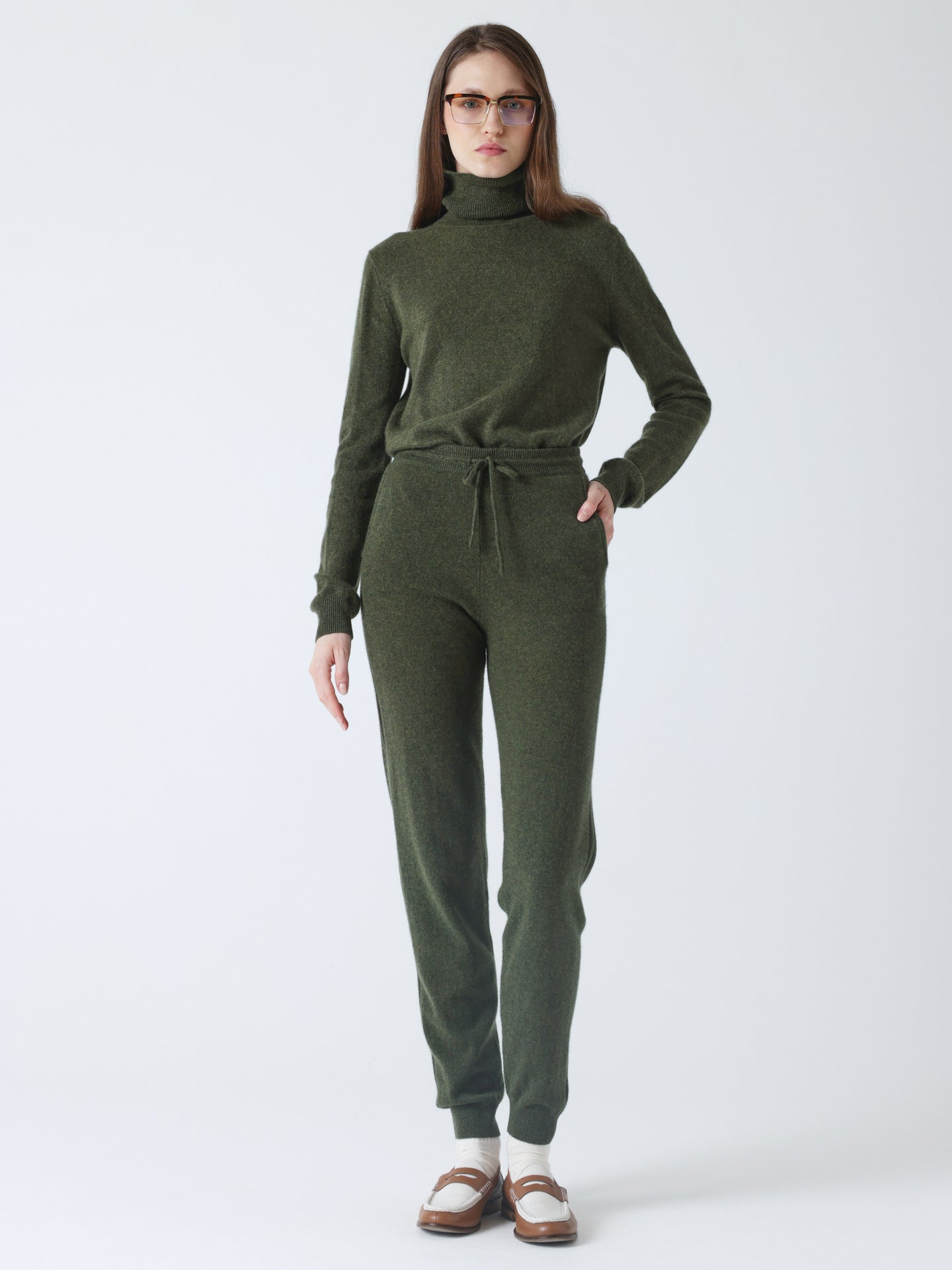 Olivia - 100% cashmere jogging suit - forest
