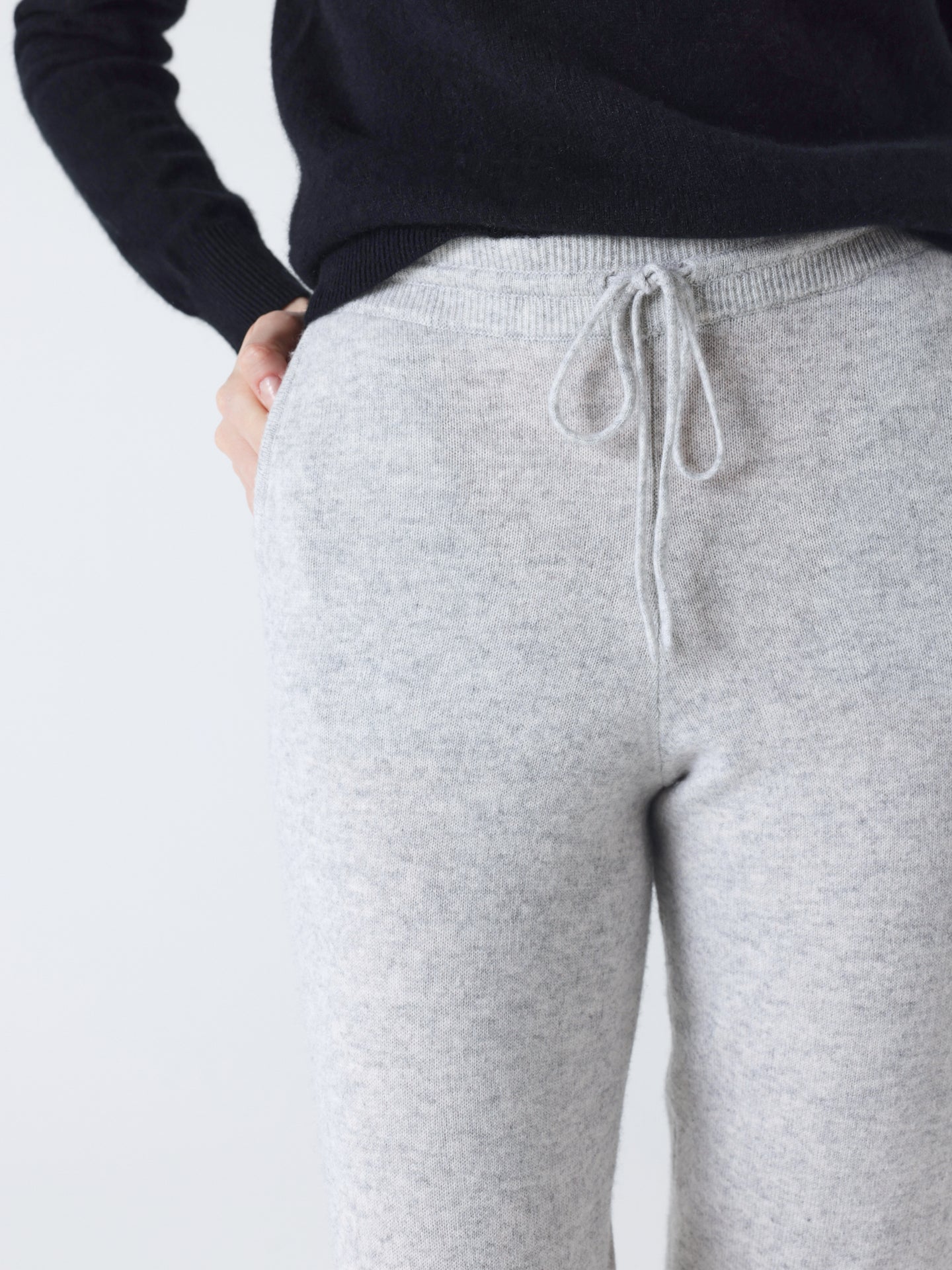 Olivia - 100% cashmere jogging suit - light heather gray