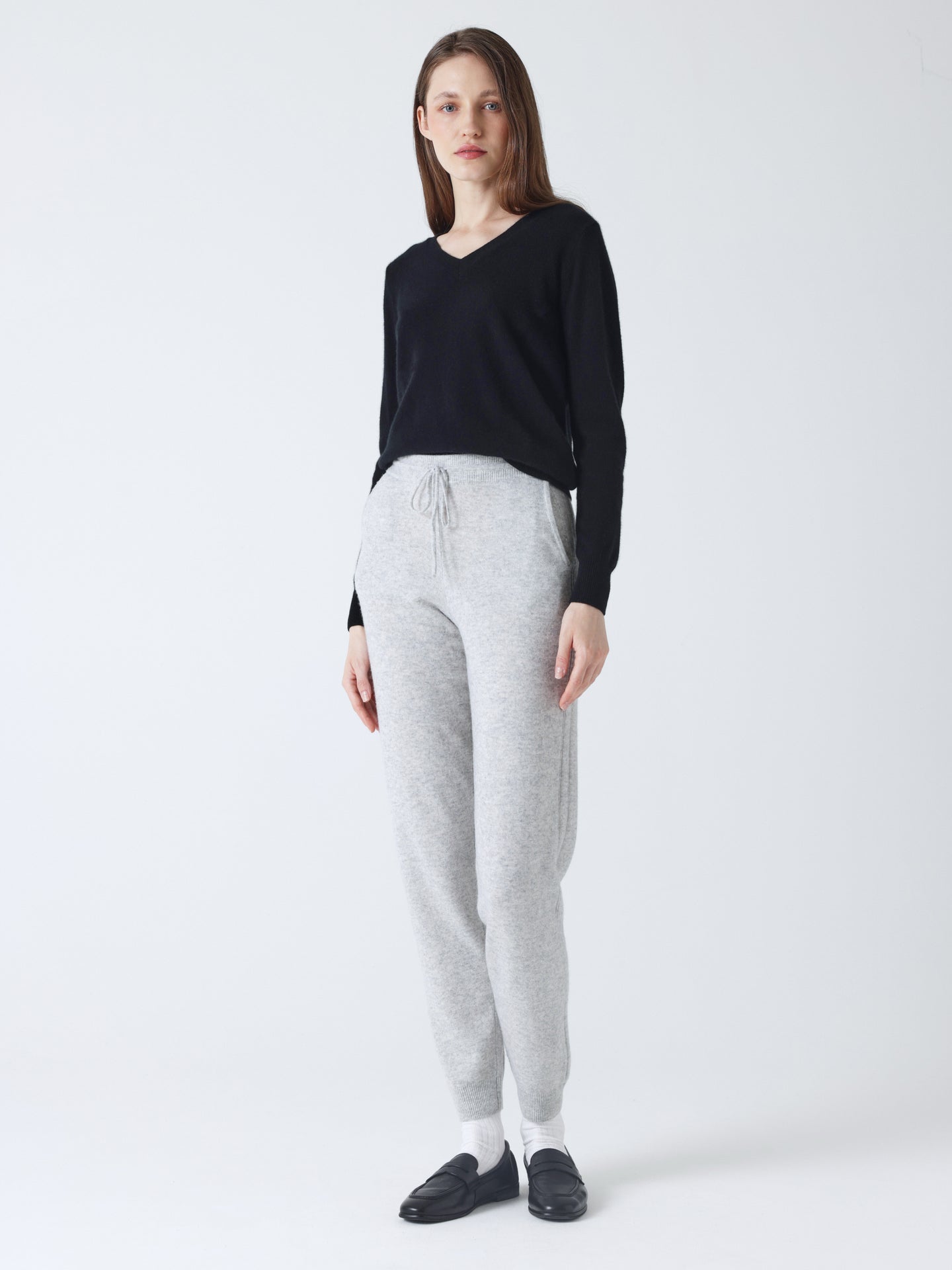 Olivia - 100% cashmere jogging suit - light heather gray
