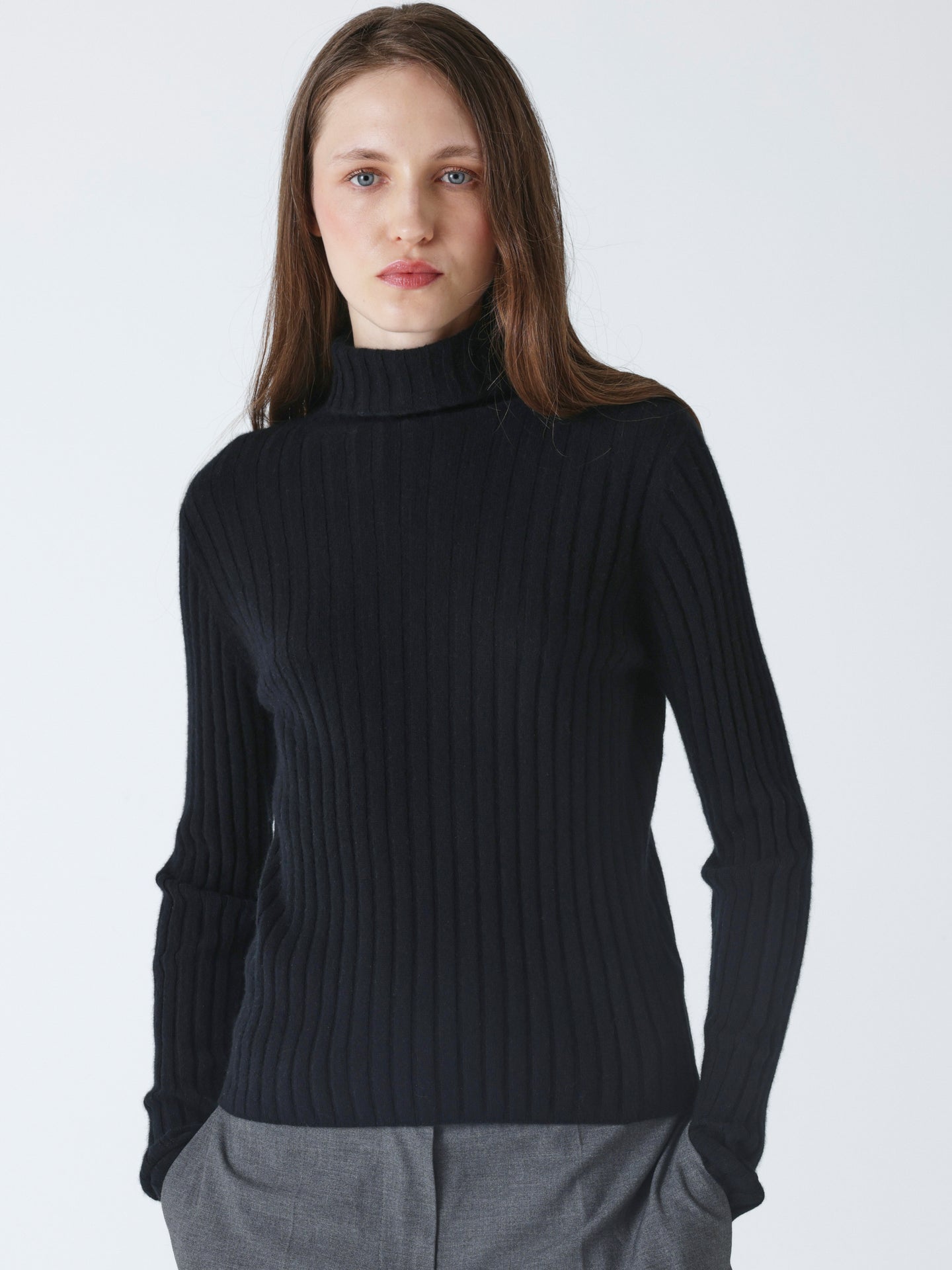 oria - 100% cashmere ribbed sweater - black