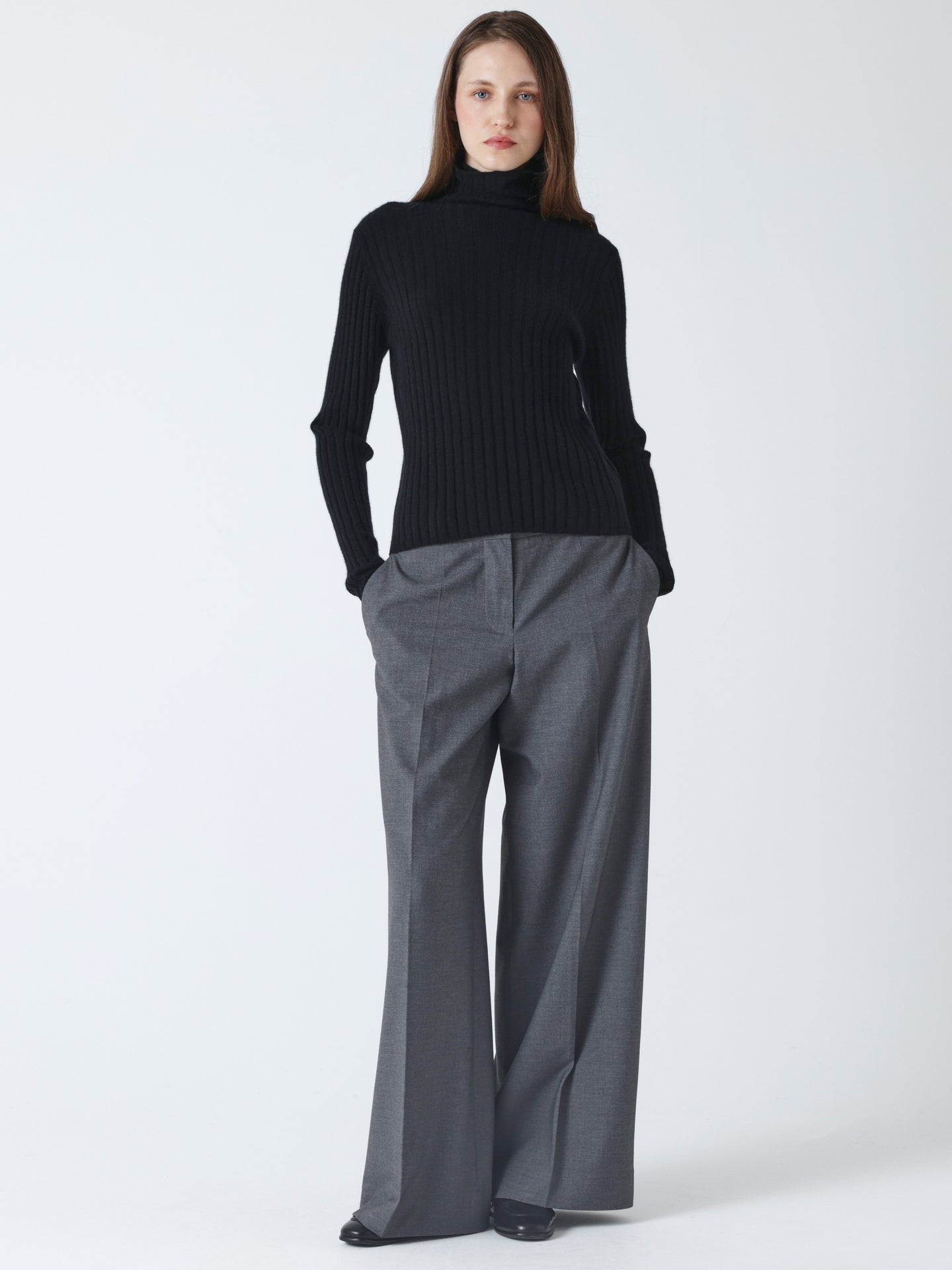 oria - 100% cashmere ribbed sweater - black