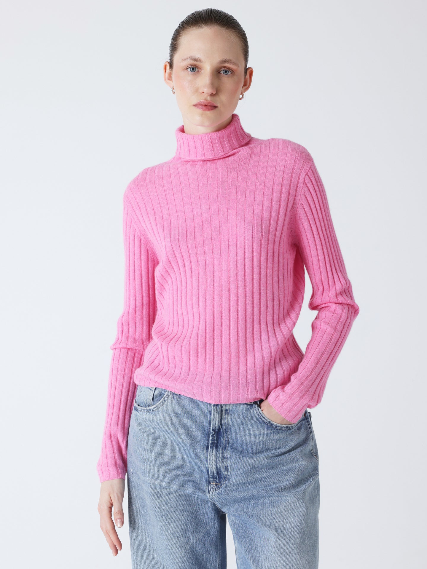 oria - Pull côtelé 100% cachemire - candy