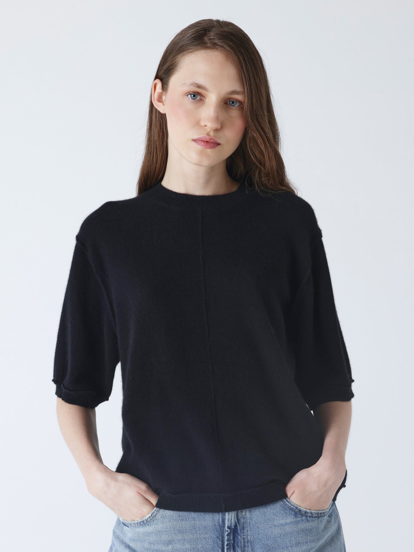 idalia - Cashmere crew neck sweater - black