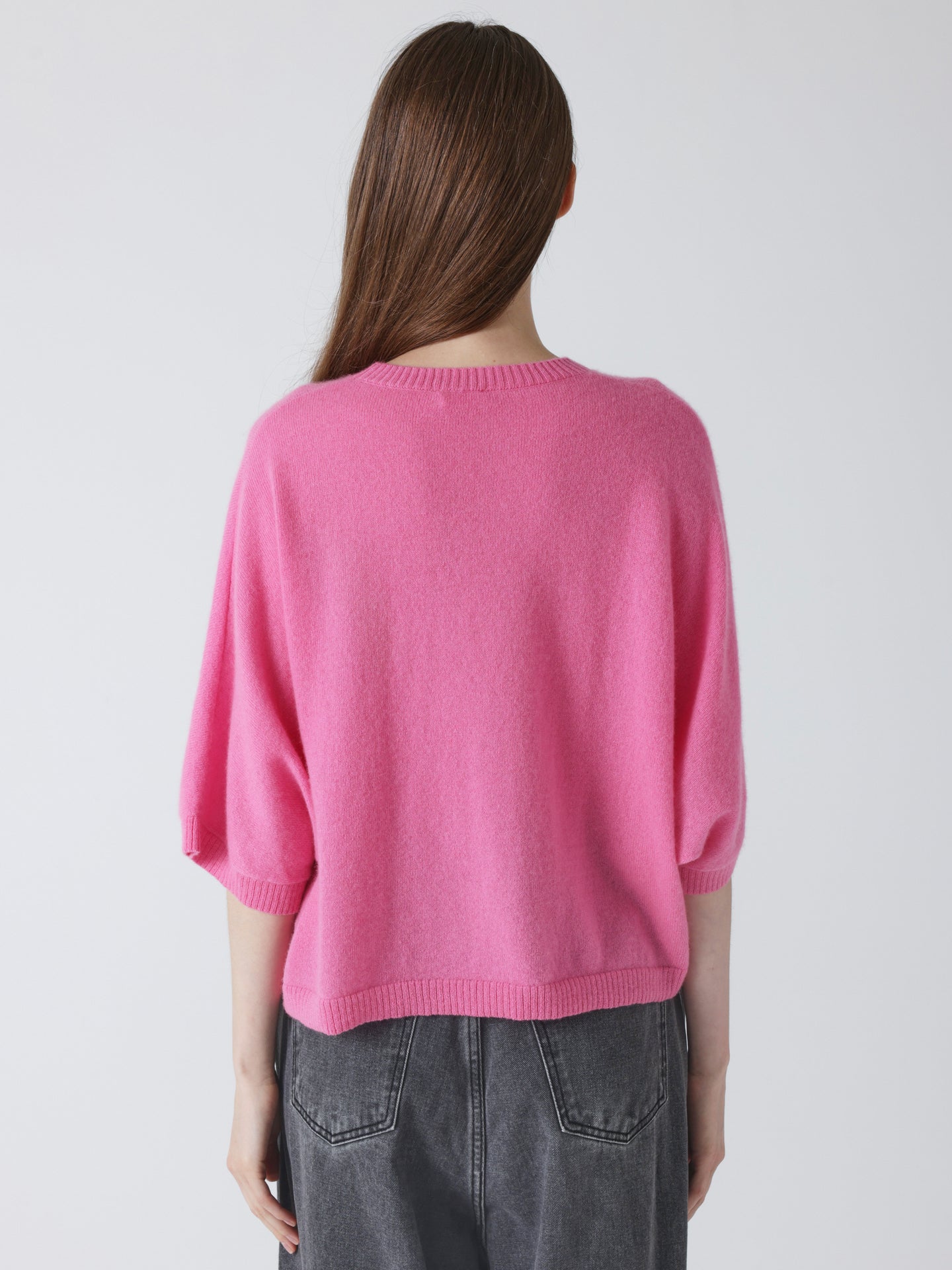 maglia poncho girocollo bettina - cashmere - rosa candy