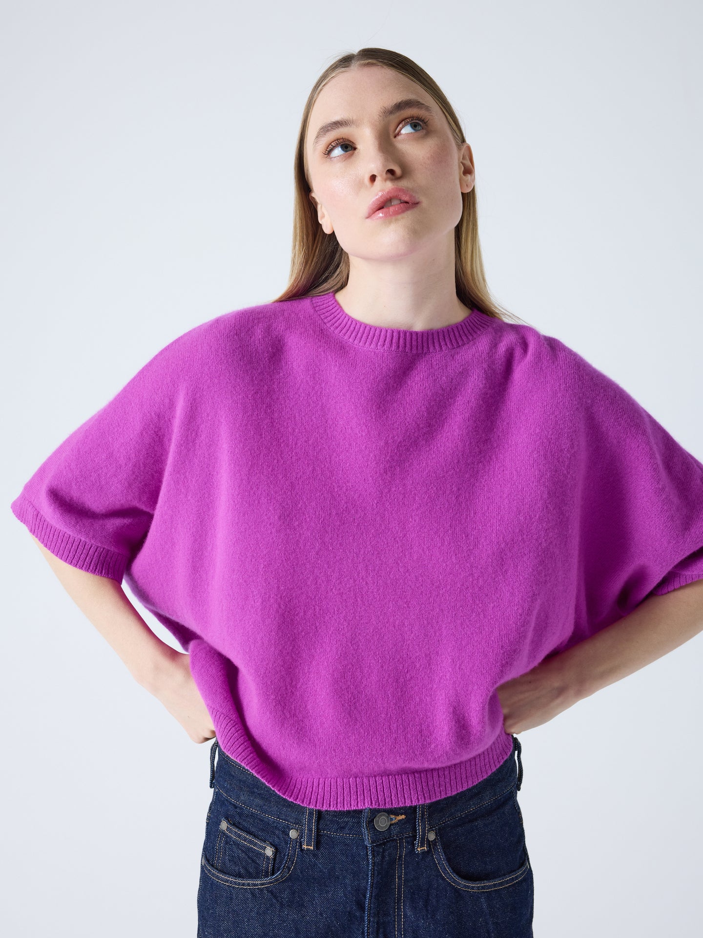 bettina - Oversized trui kasjmier - purple neon