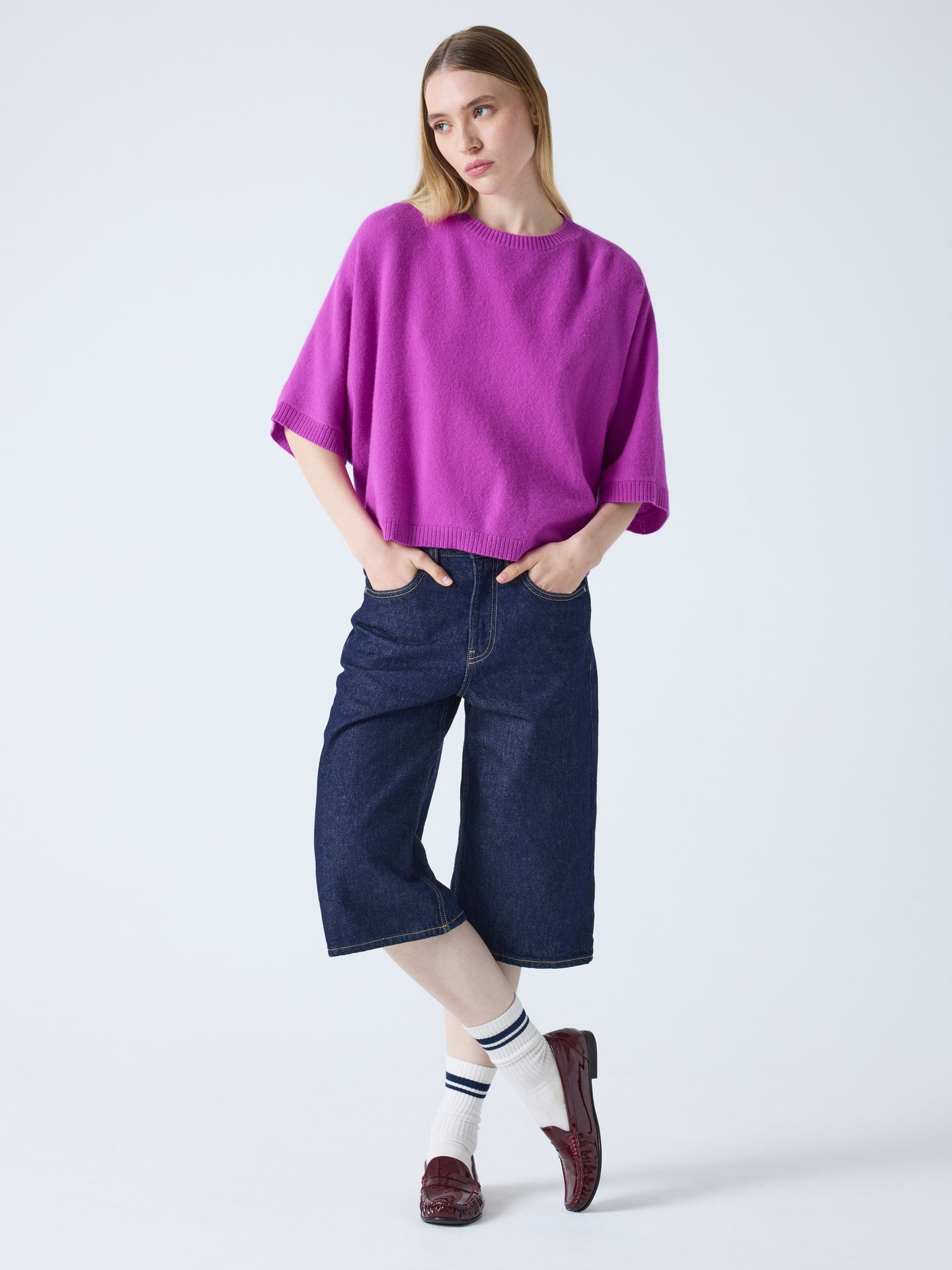 bettina - Oversized trui kasjmier - purple neon