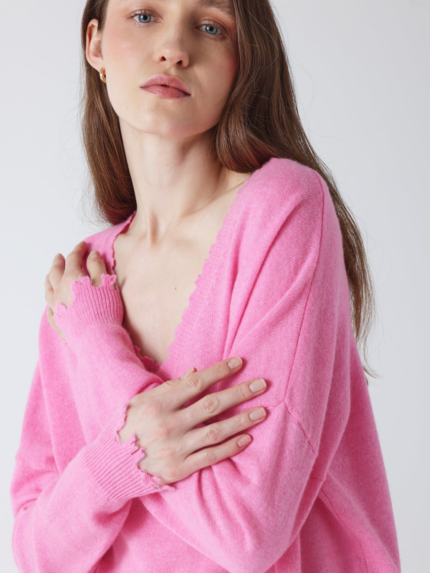 mia - Pull col v 100% cachemire - candy