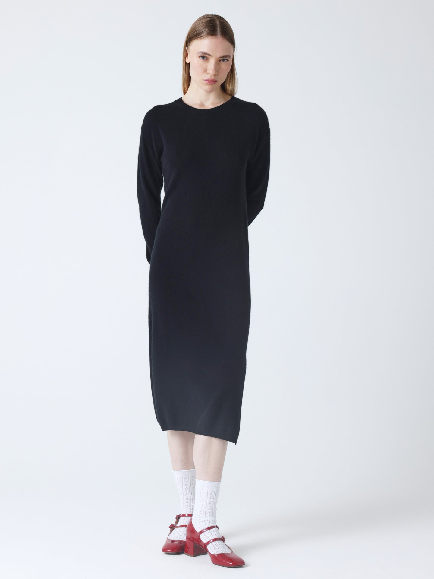 vita - Long cashmere dress - black