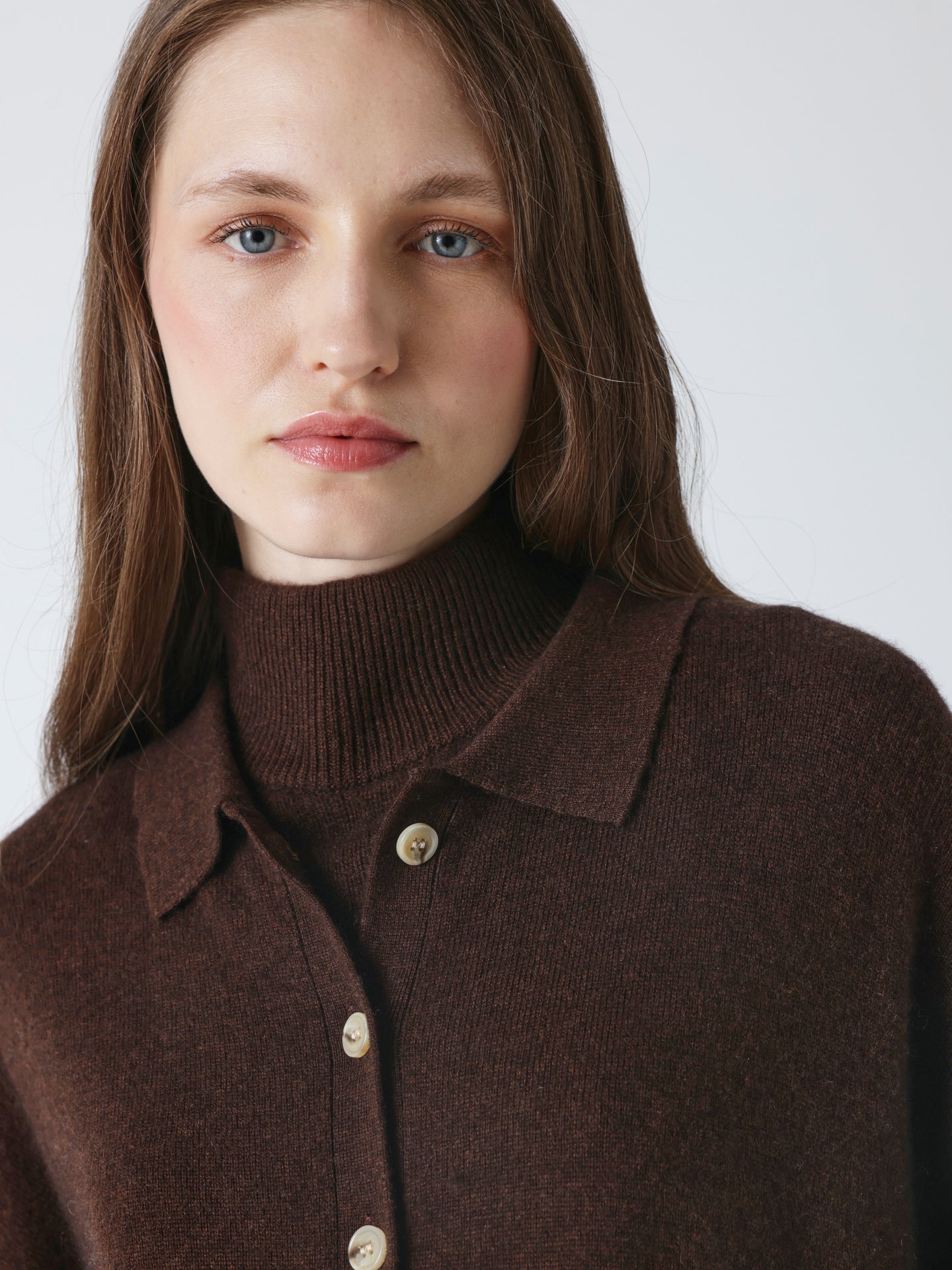 Isaura - Cashmere stand-up collar - brownie