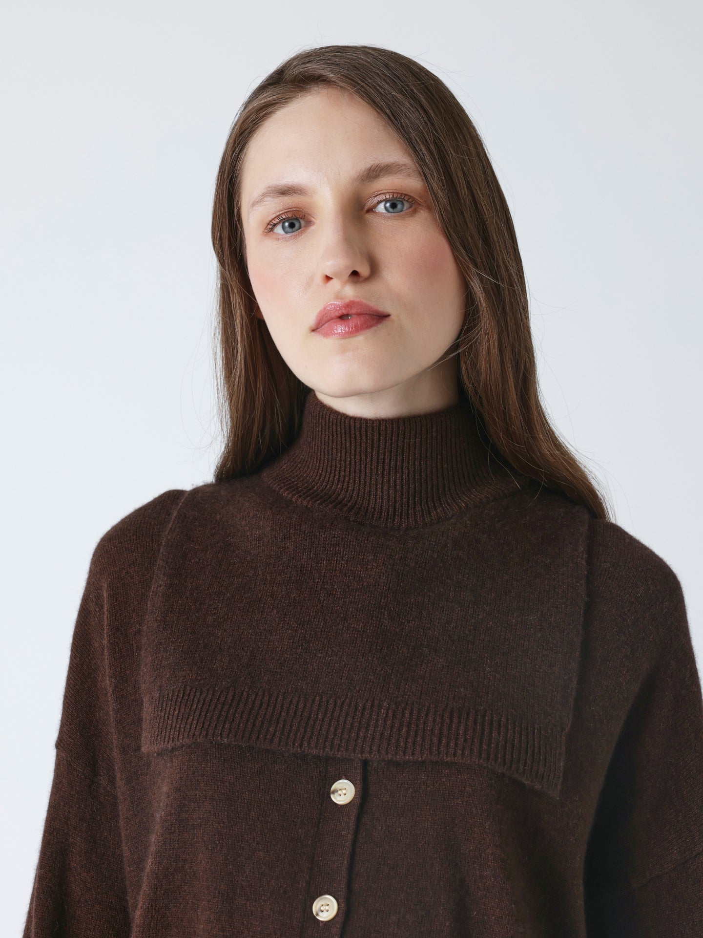 Isaura - Cashmere stand-up collar - brownie