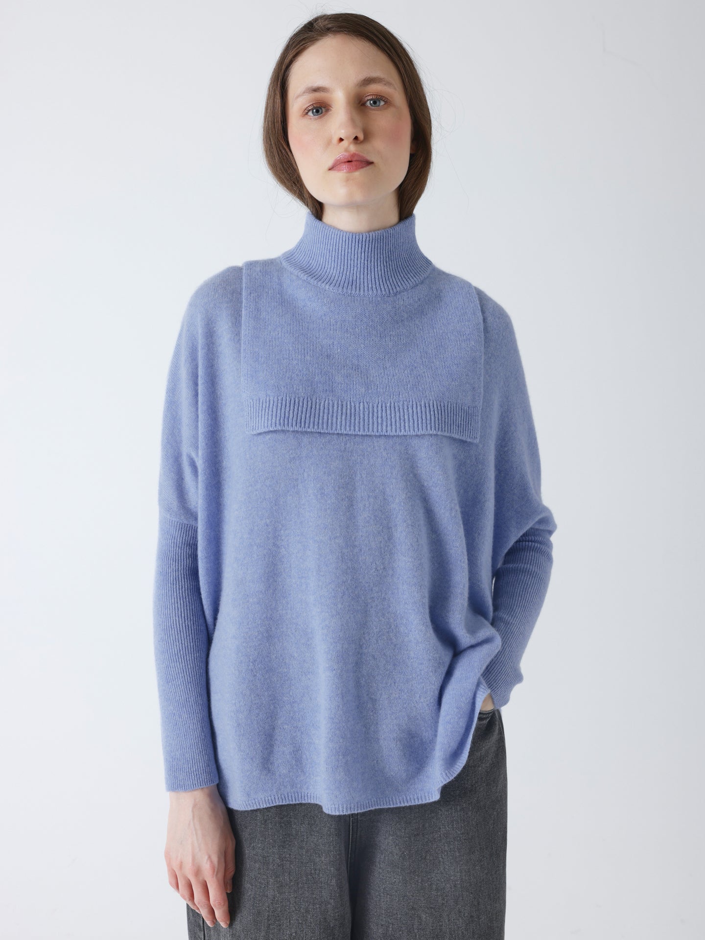 isaura - Col montant en cachemire - chambray blue