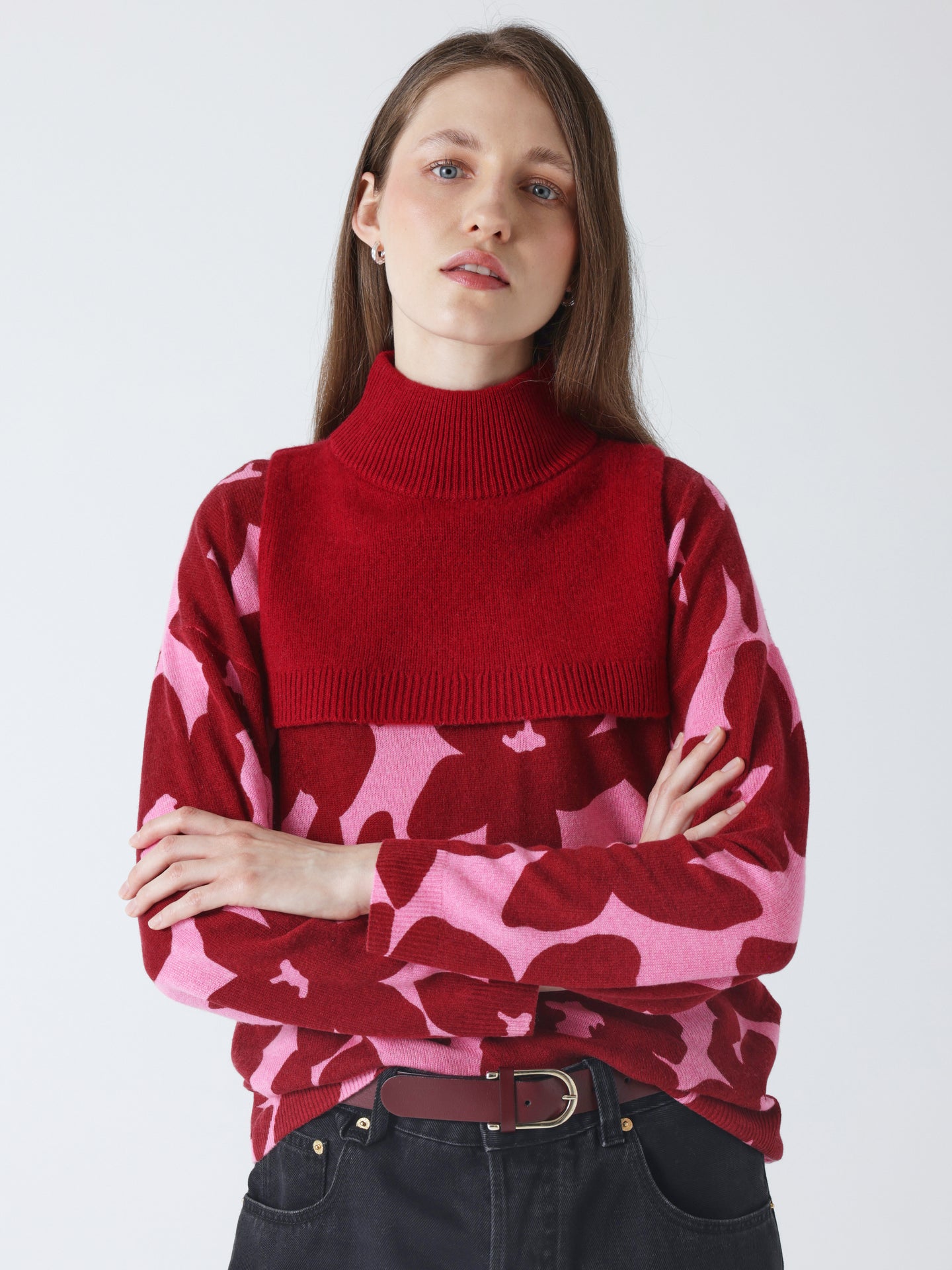 isaura - Col montant en cachemire - cherry