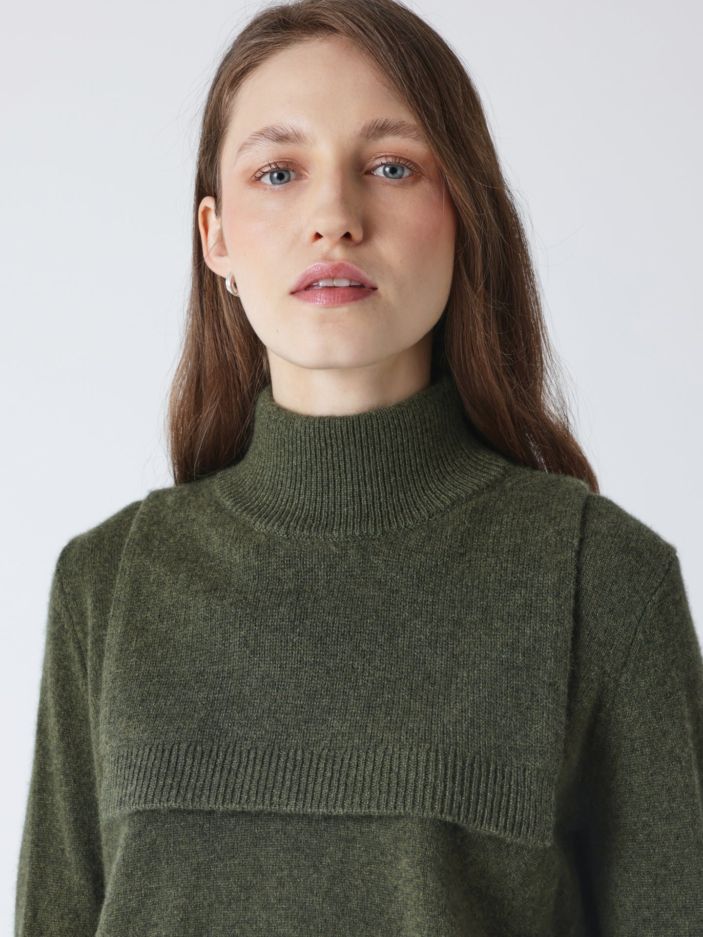 Isaura - Cashmere stand-up collar - forest