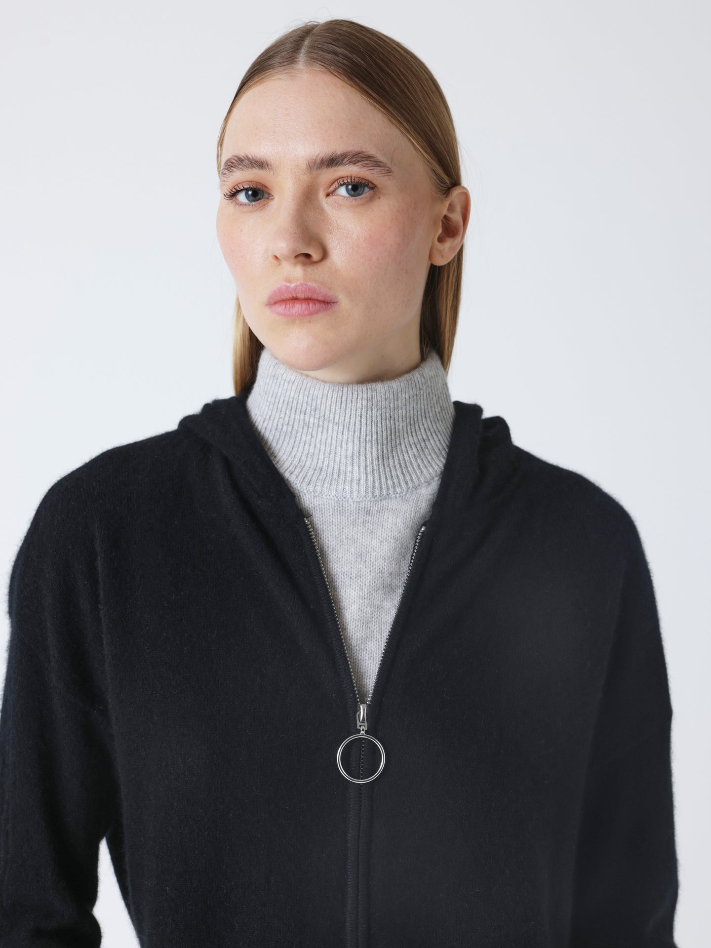 Isaura - Cashmere stand-up collar - light heather gray
