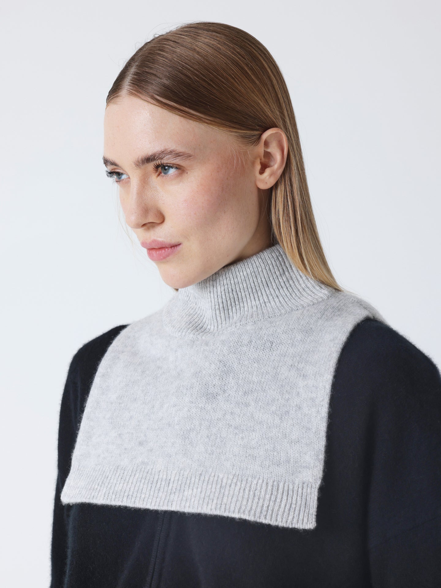 Isaura - Cashmere stand-up collar - light heather gray