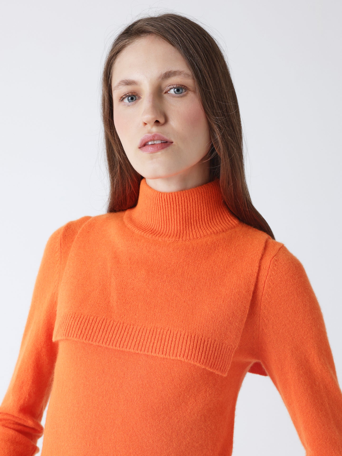 Isaura - Cashmere stand-up collar - orange neon