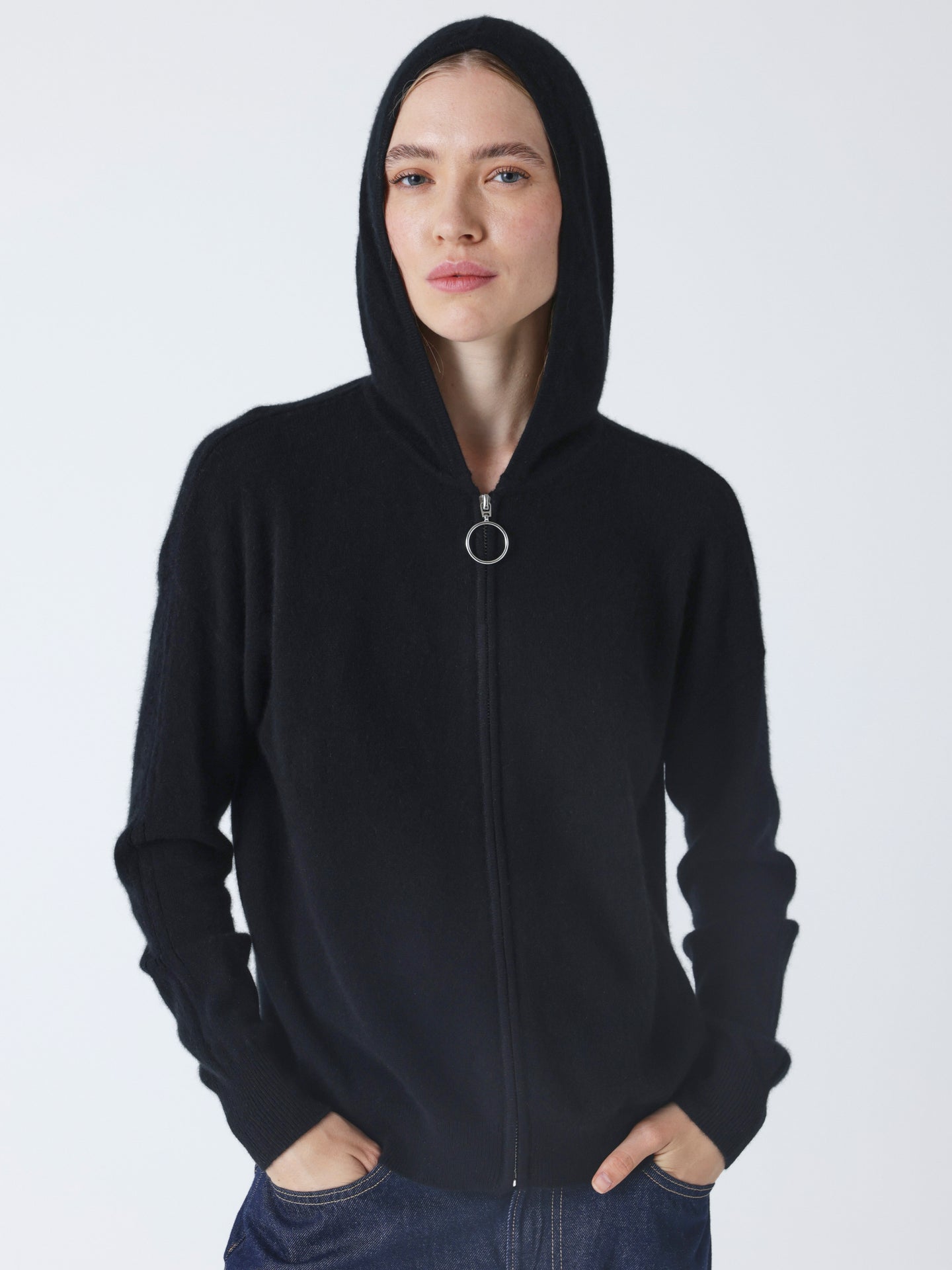 laurentina - Gilet à capuche en cachemire - black