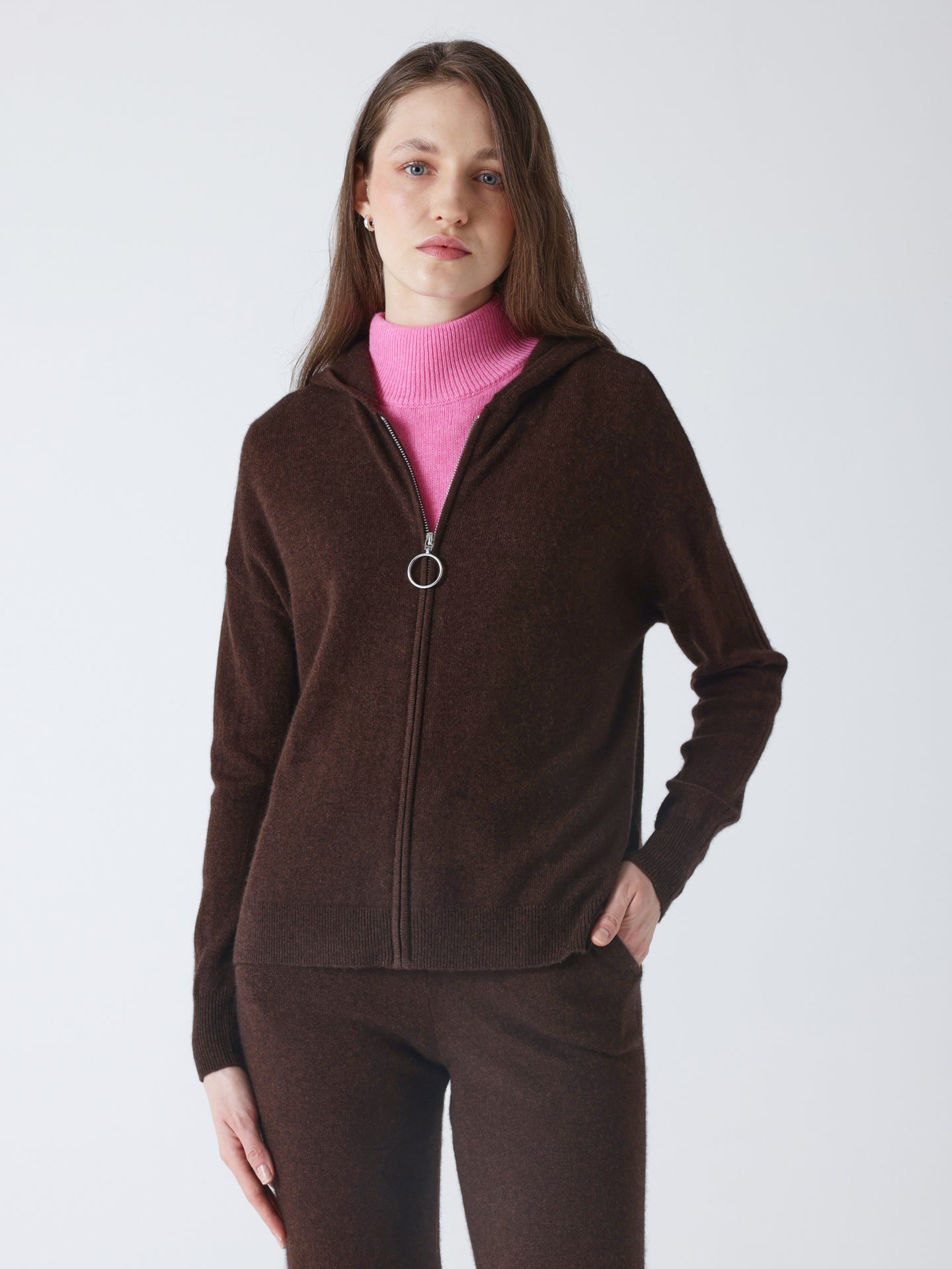 laurentina - Cashmere hooded vest - brownie