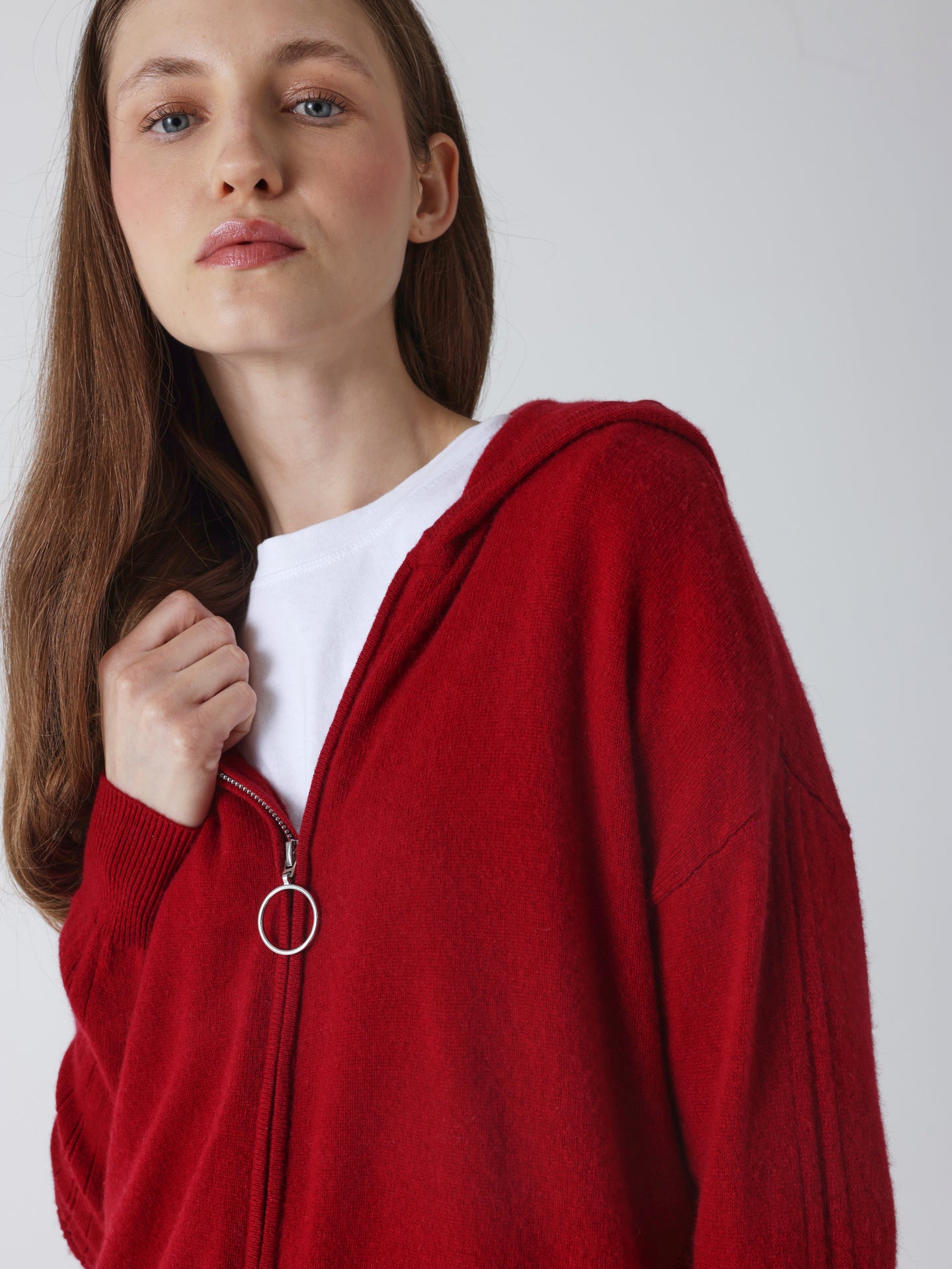 laurentina - Gilet à capuche en cachemire - cherry