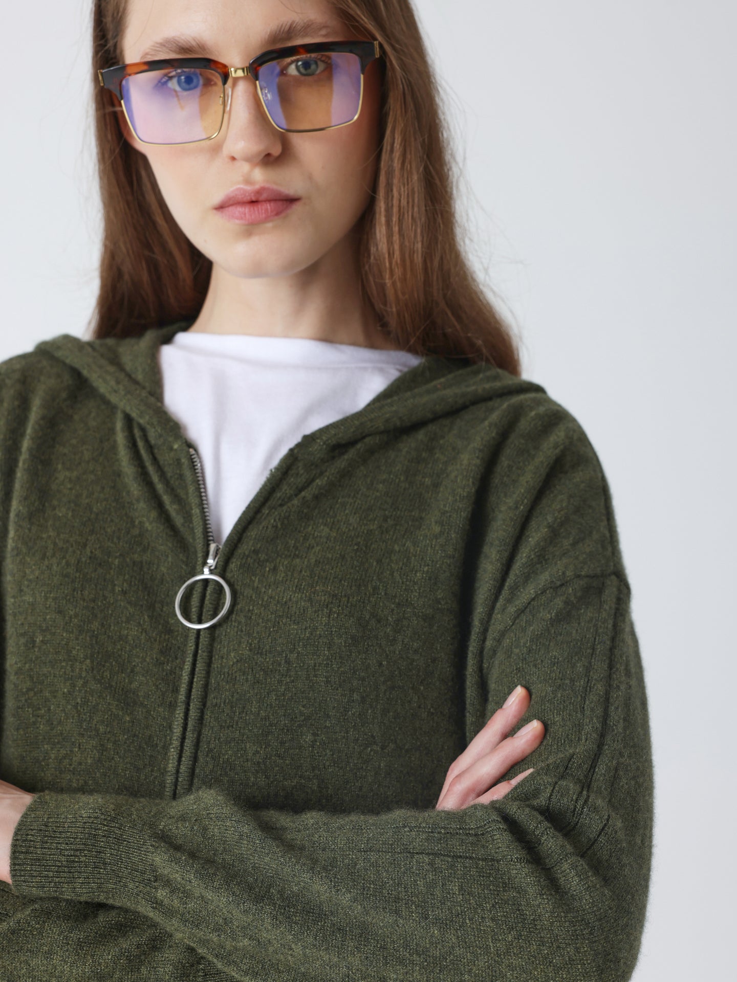 laurentina - Cashmere hooded vest - forest