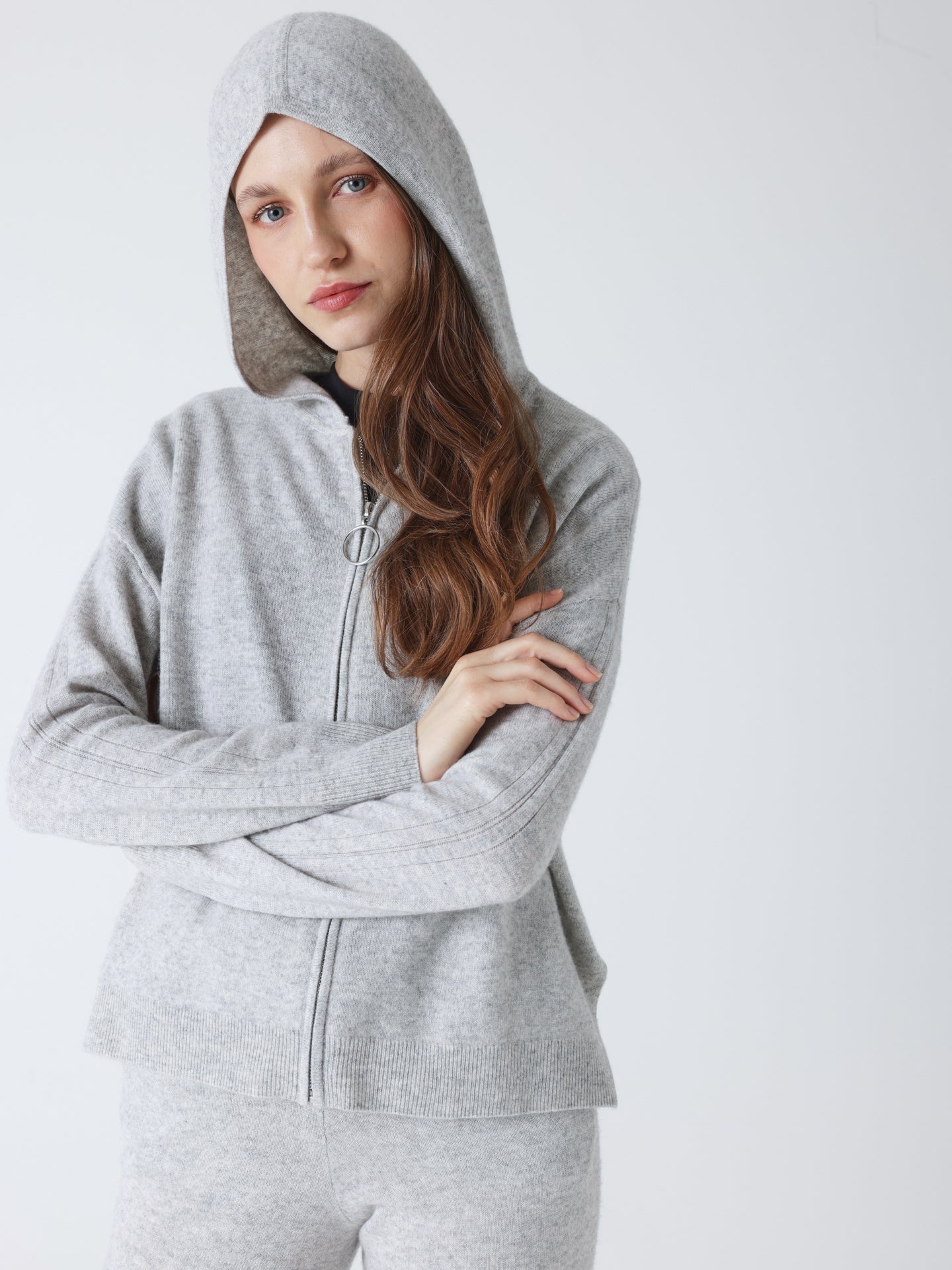laurentina - Cashmere hooded vest - light heather gray