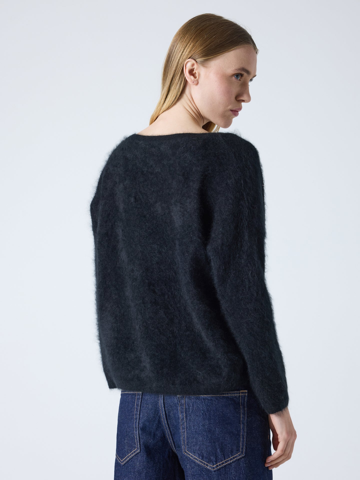 maglia scollo a v soeli - cashmere spazzolato - nero