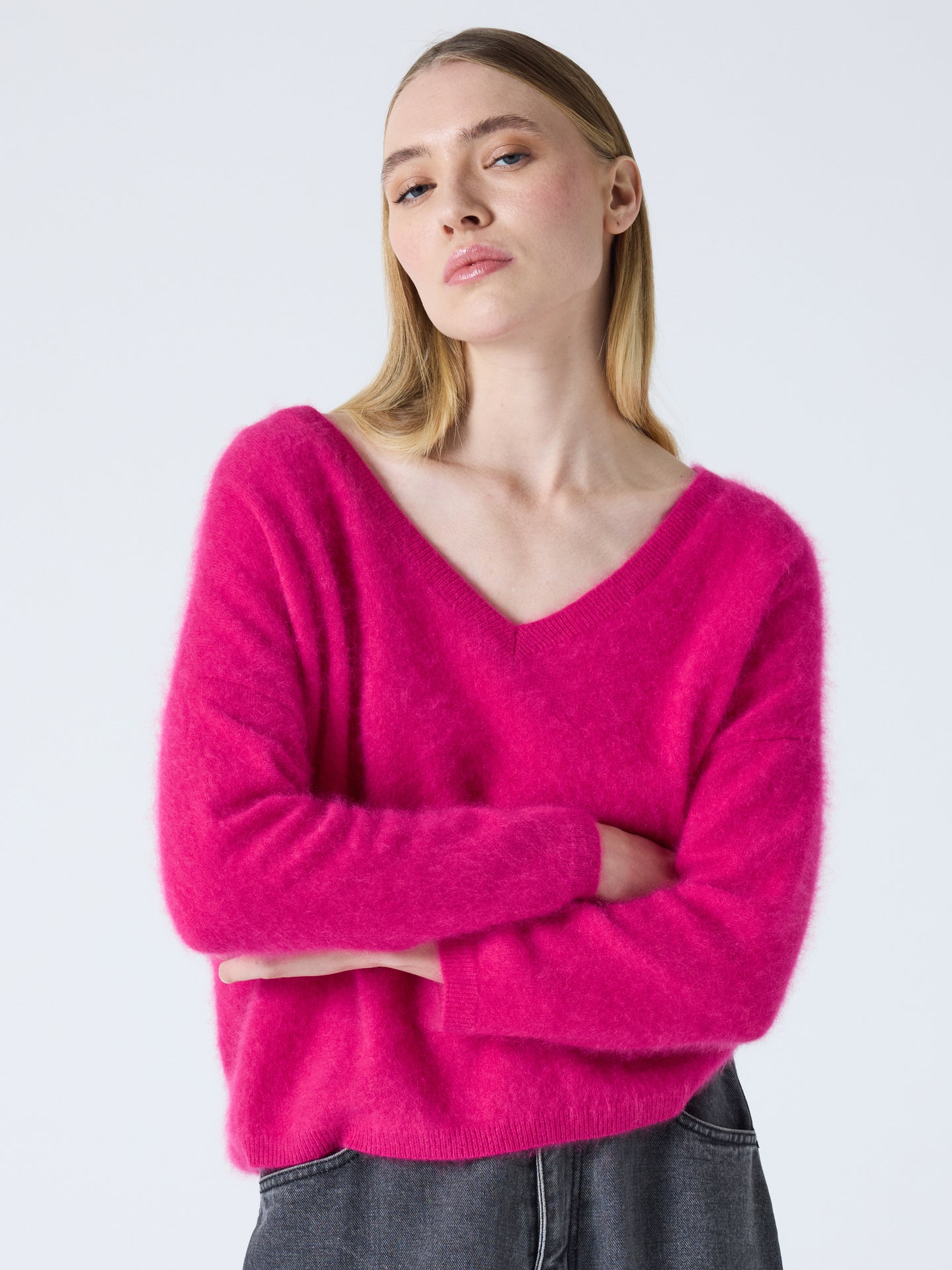 soeli - Pullover aus gebürstetem Kaschmir - raspberry