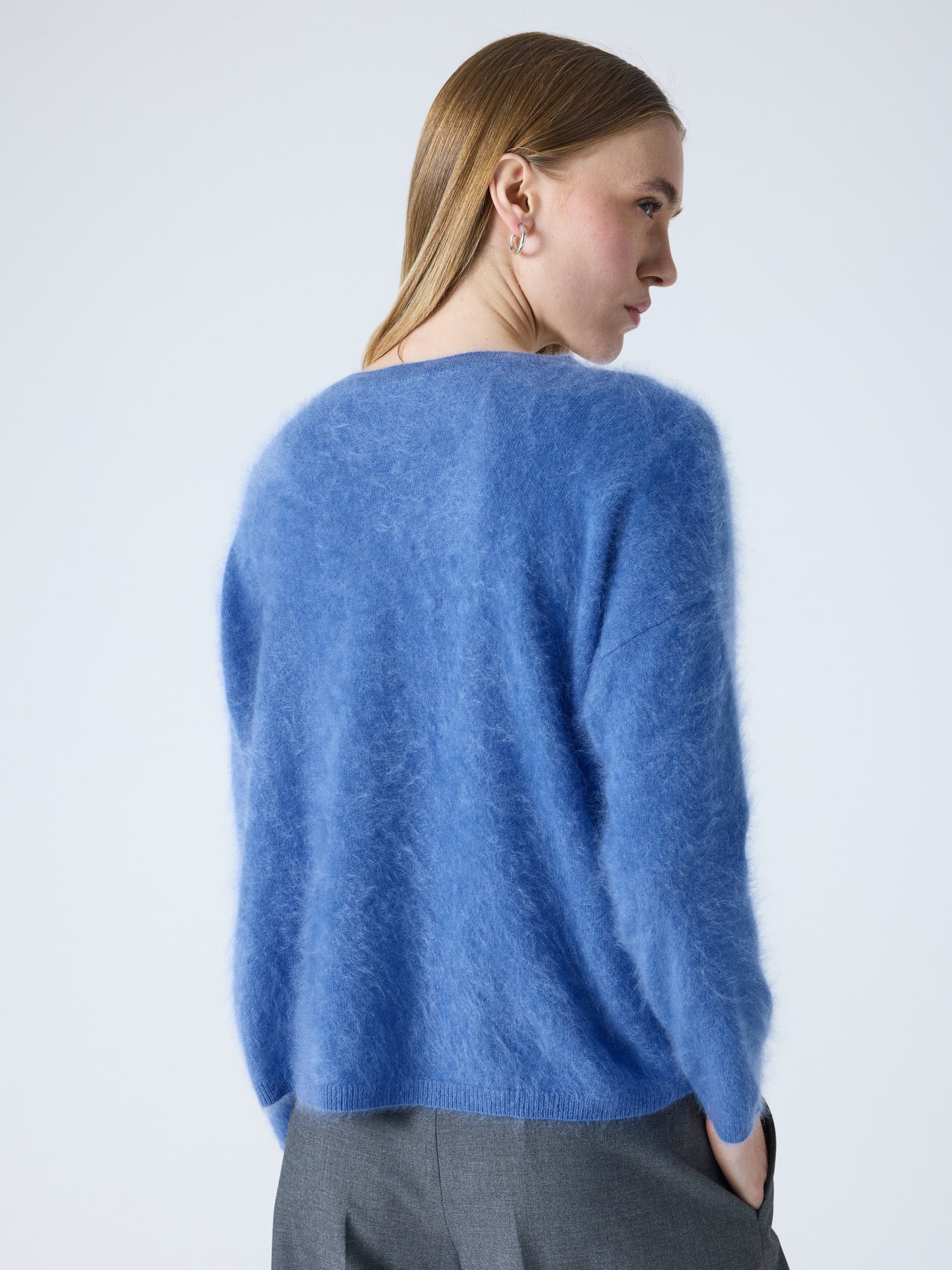 maglia scollo a v soeli - cashmere spazzolato - denim