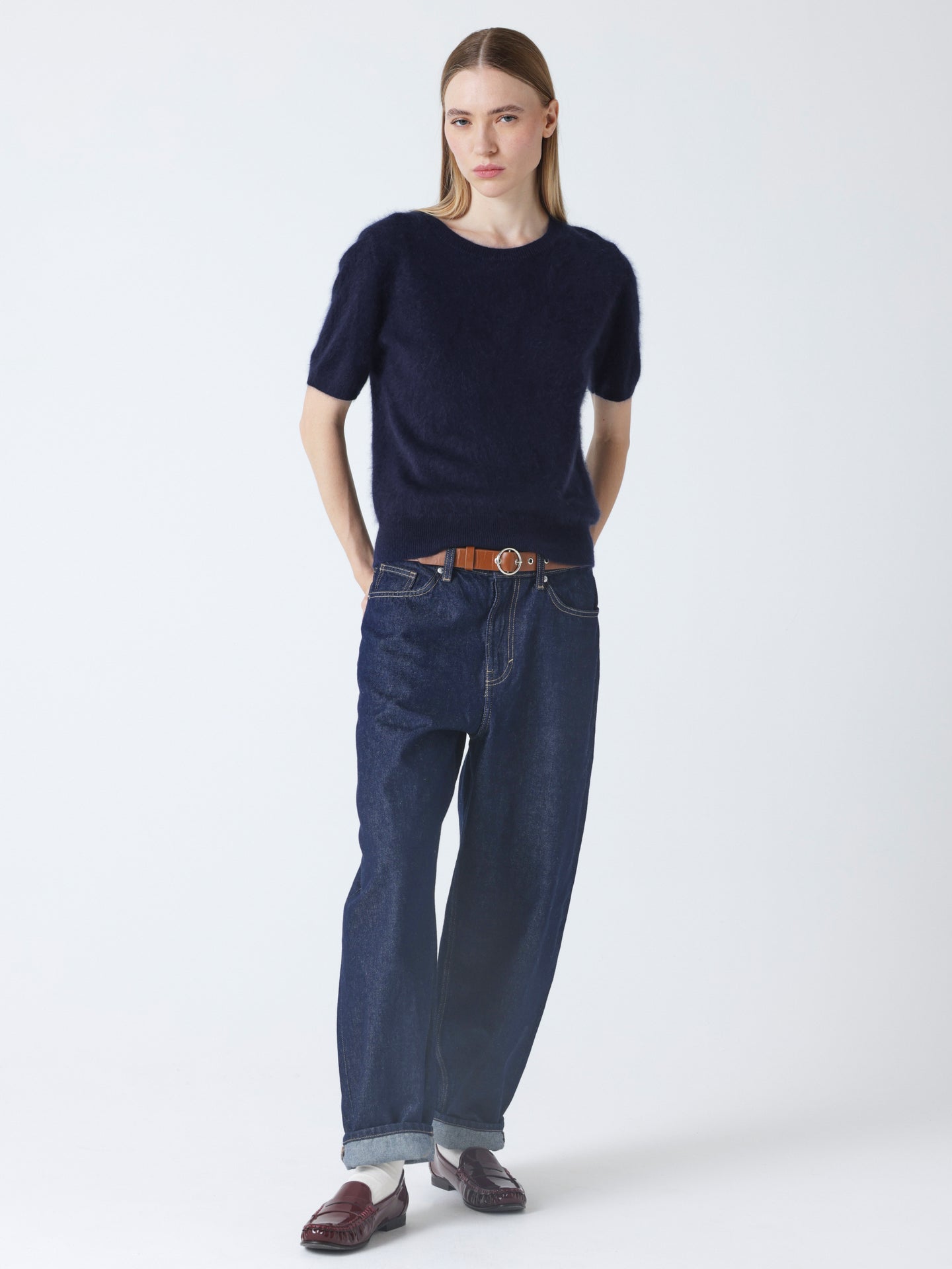 amaya - Pull en cachemire brossé - navy