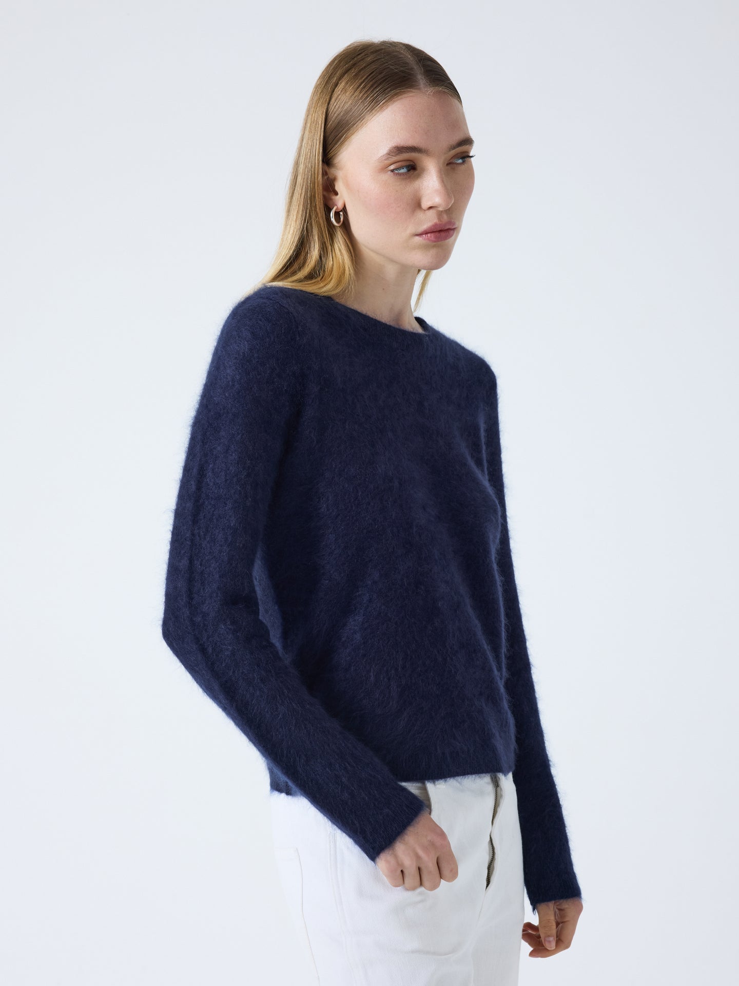 maglia girocollo cali - cashmere spazzolato - navy