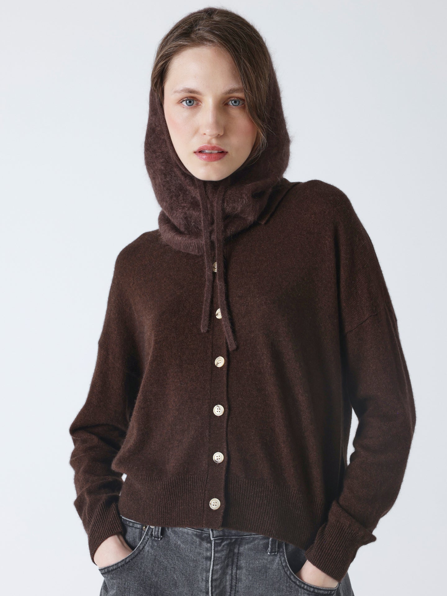 amada - Cagoule cachemire brossé - brownie