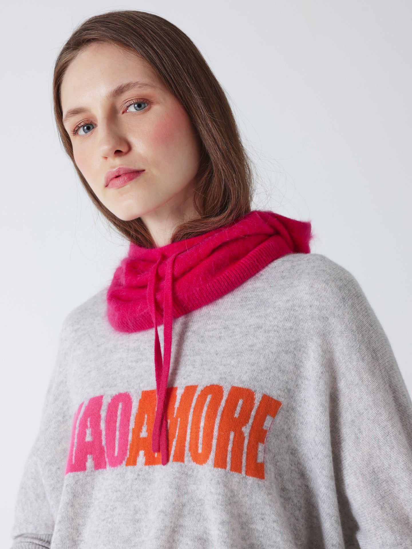 amada - Sturmhaube aus gebürstetem Kaschmir - raspberry