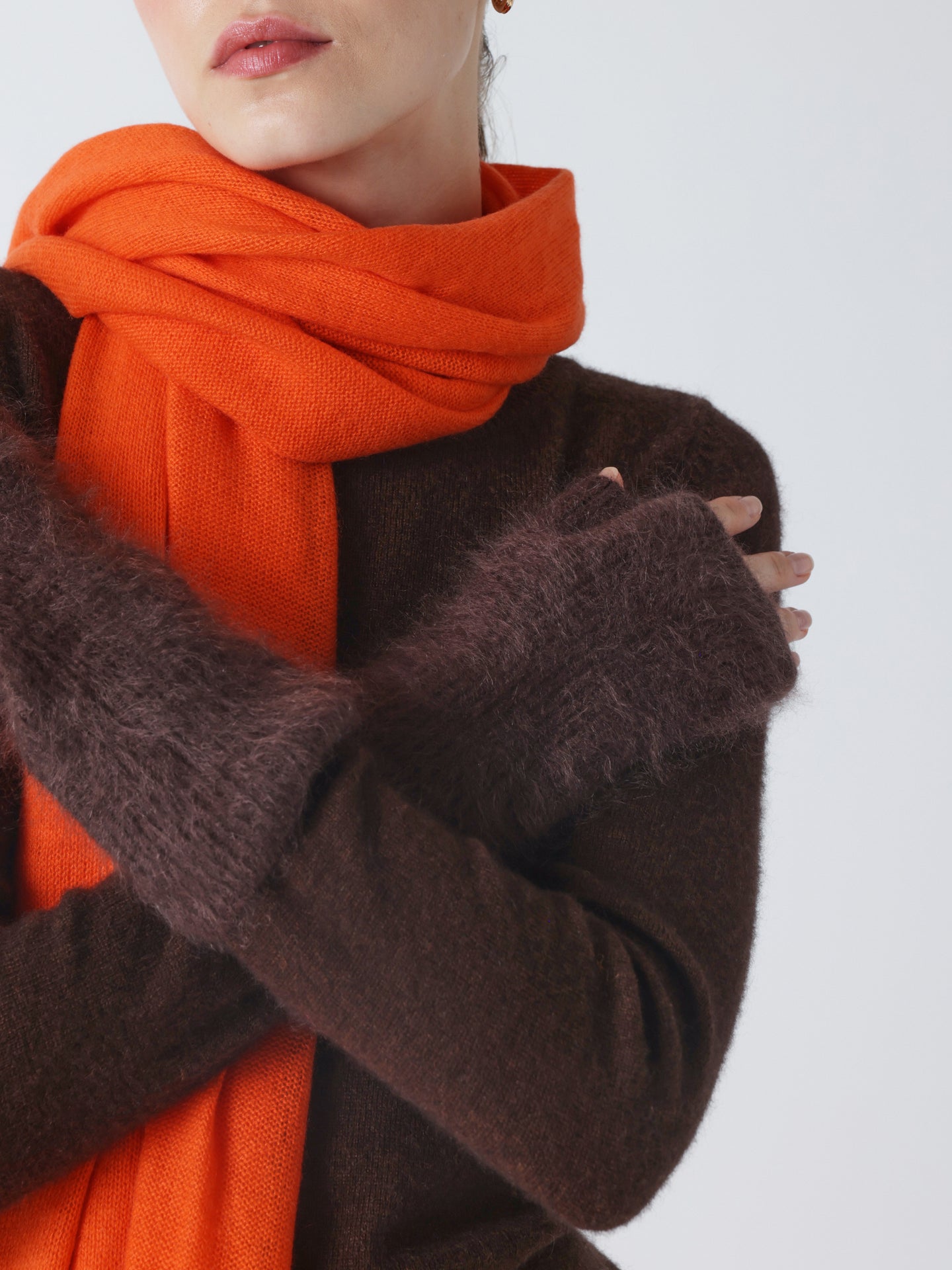 karolina - Mitaines cachemire brossé - brownie