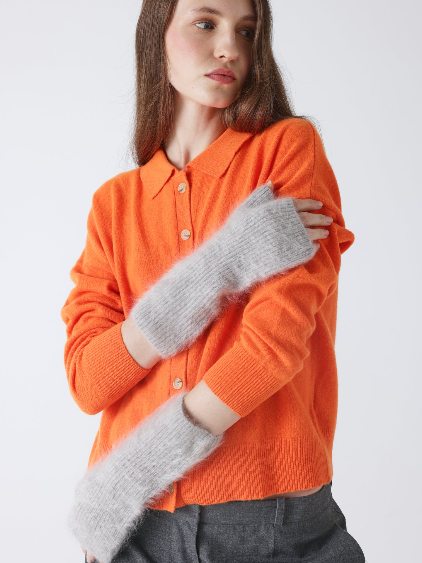 karolina - Mitaines cachemire brossé - light heather grey