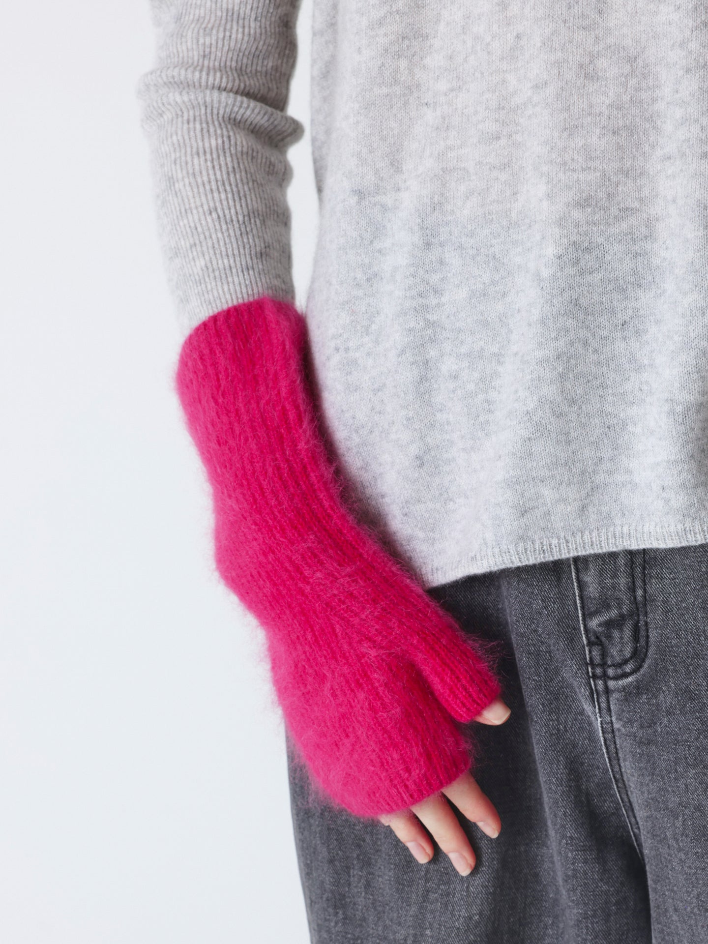karolina - Fäustlinge aus gebürstetem Kaschmir - raspberry
