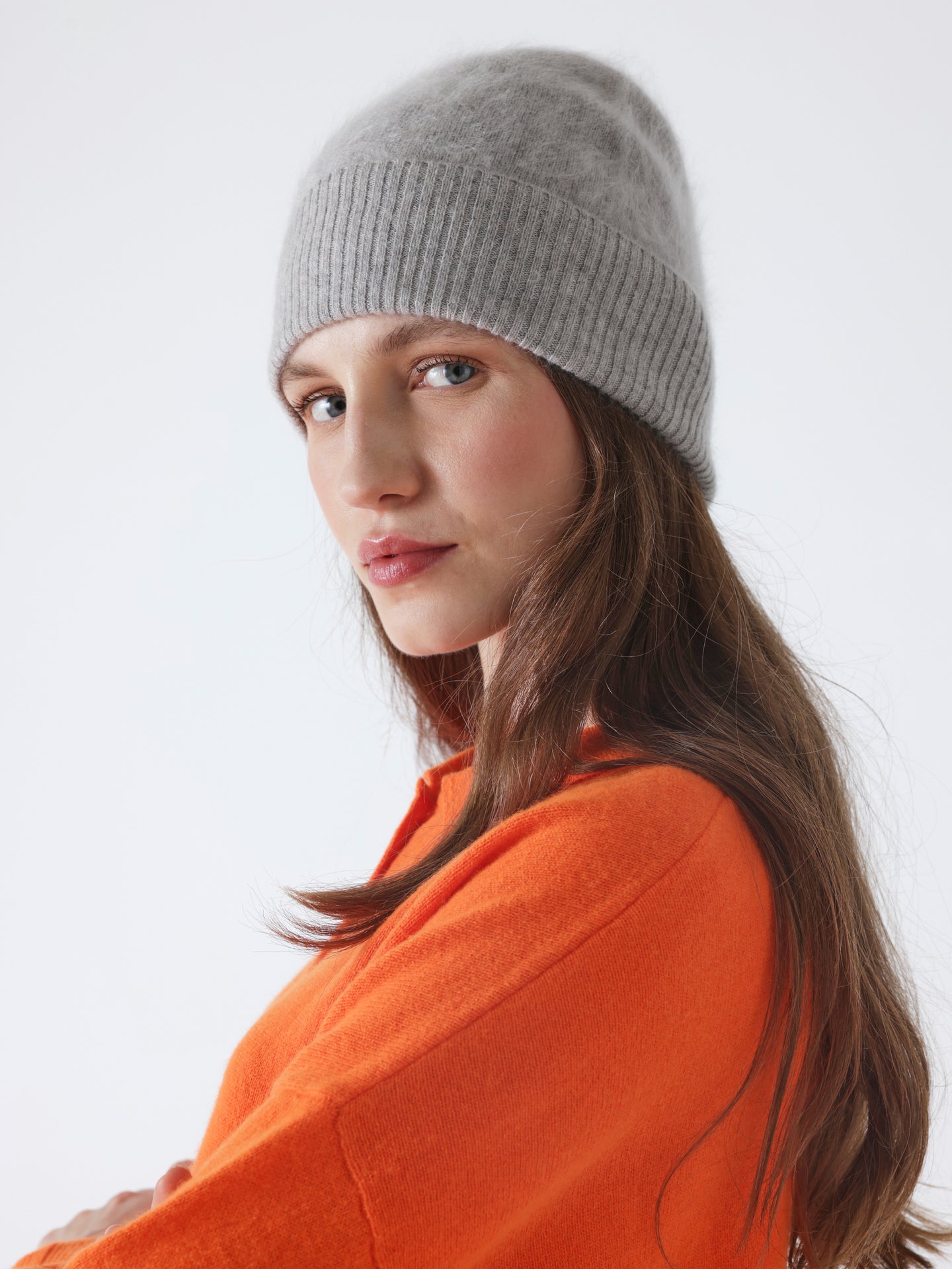 moira - Brushed cashmere beanie - light heather gray