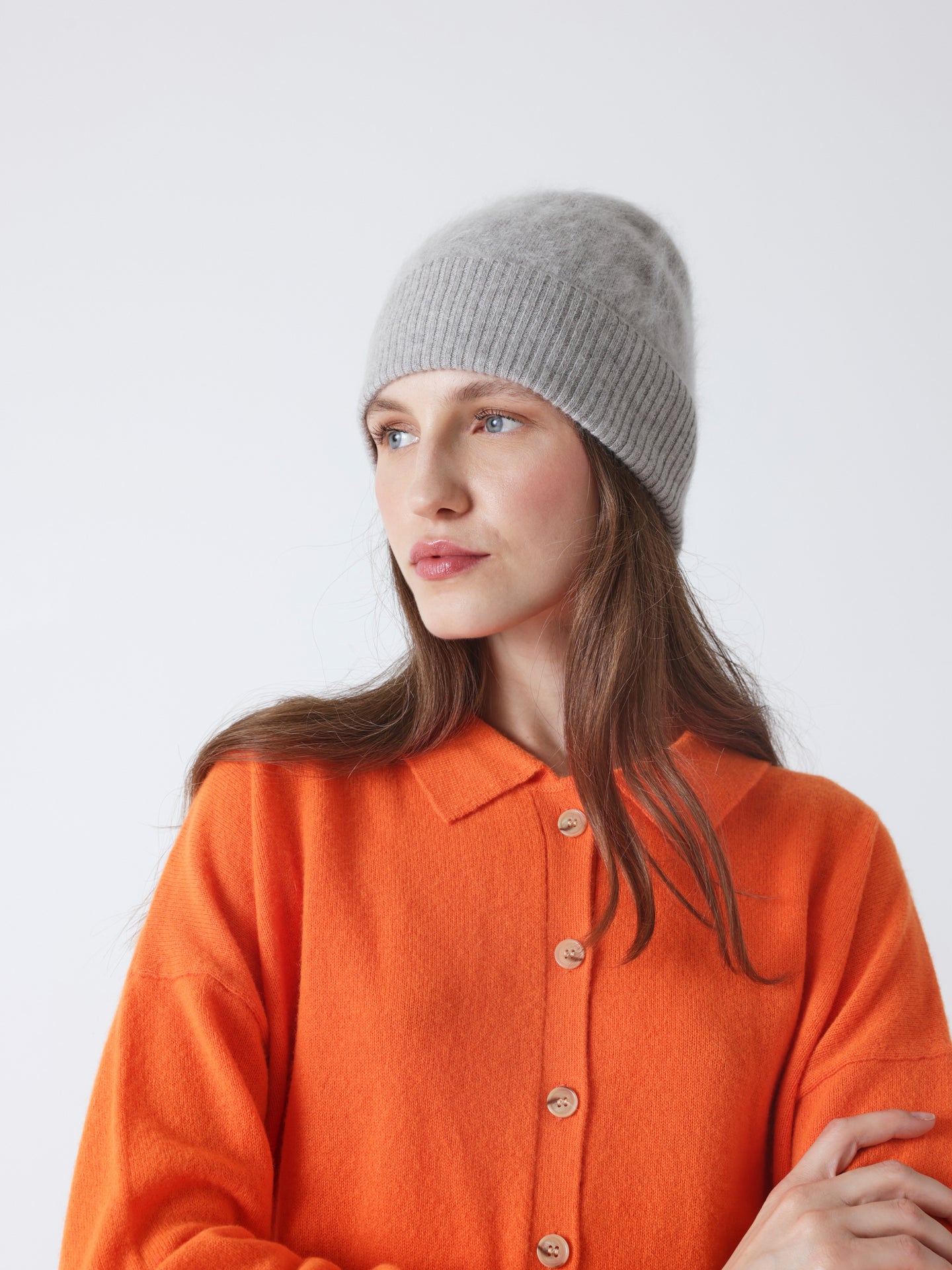 moira - Brushed cashmere beanie - light heather gray