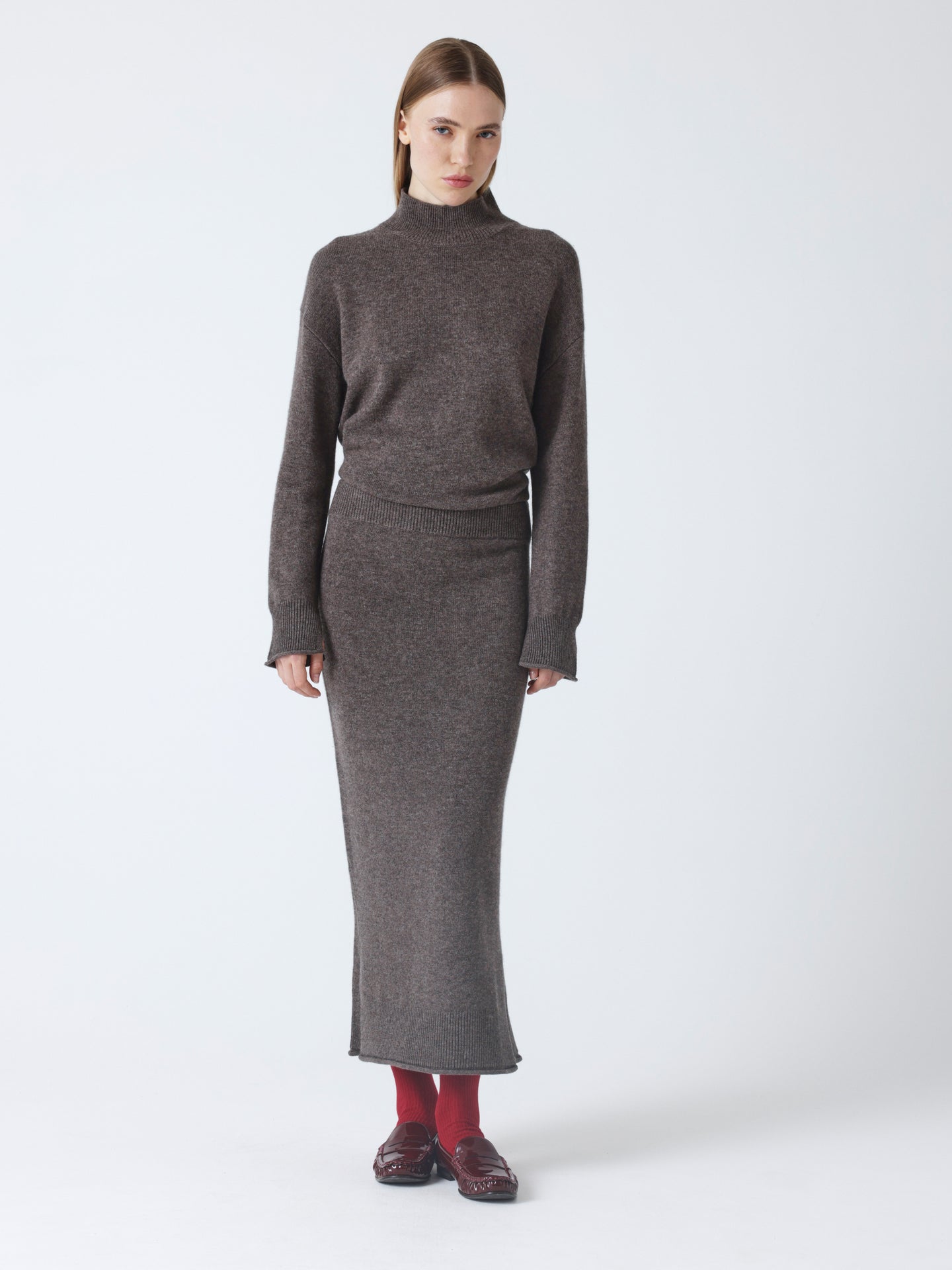 Dalia - Rock aus Wolle und Kaschmir - heather taupe